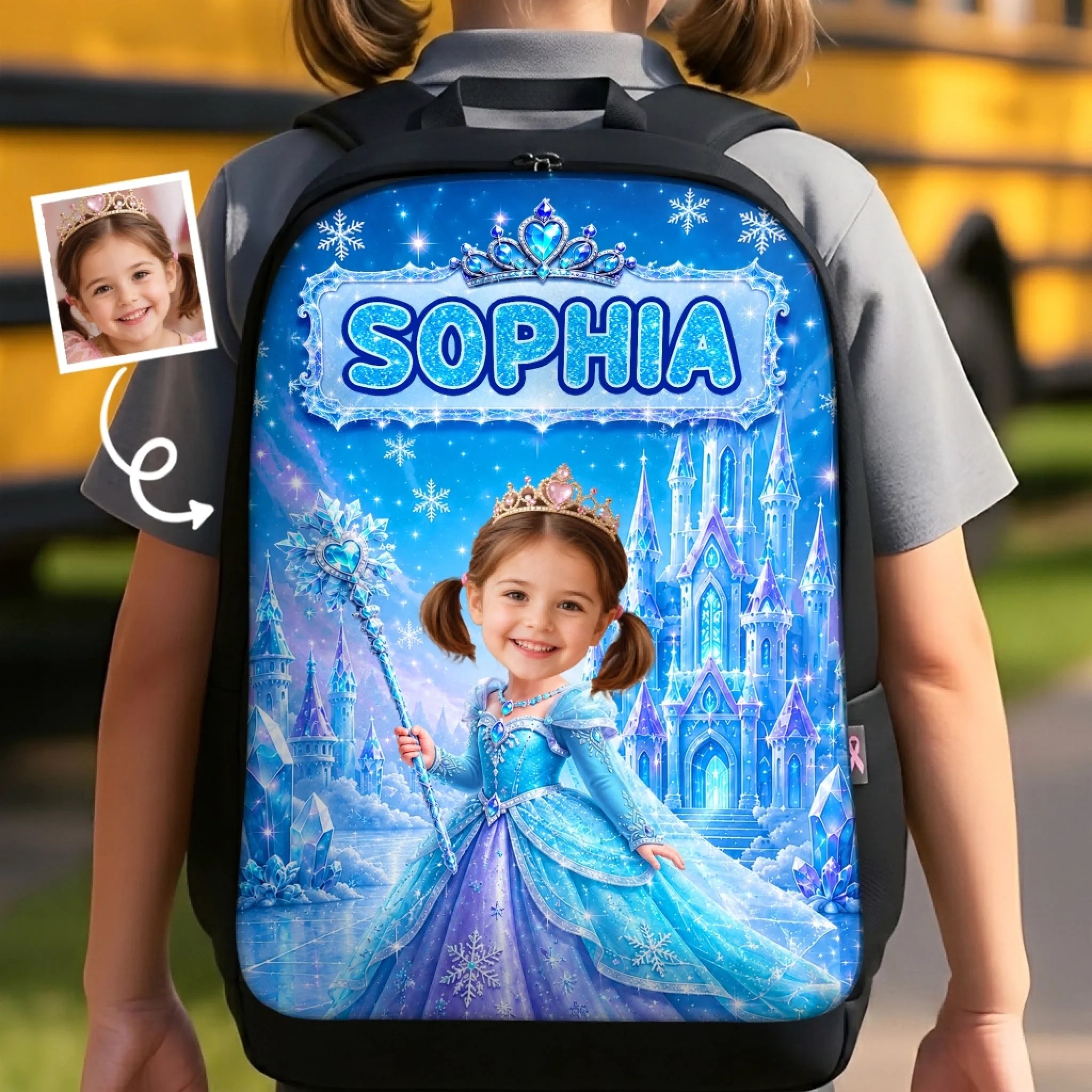 Custom Photo Kids Front Printed Backpack - Personalized Believe In Your Magic Back To School Gift