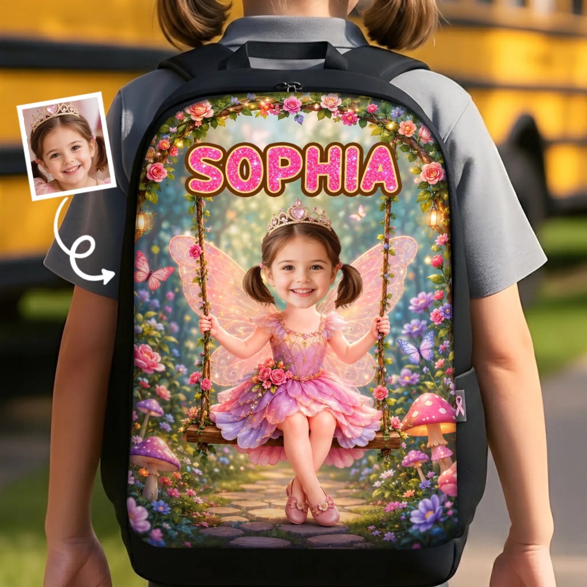 Custom Photo Kids Front Printed Backpack, Personalized Back to School Gift, Every Day Is a Fairytale