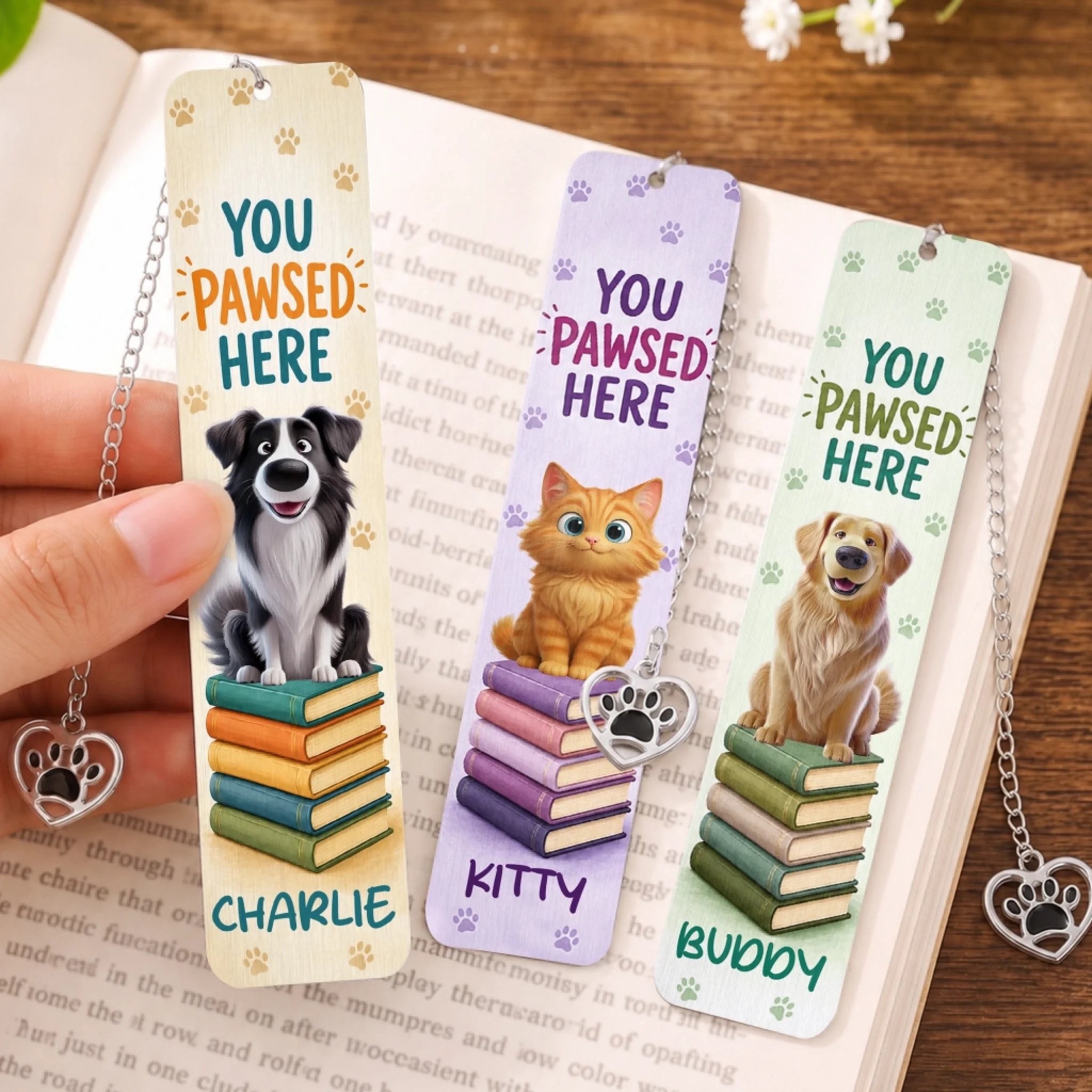 Personalized Metal Bookmark - Custom Bookish Gift for Book Lovers, Dog & Cat Owners