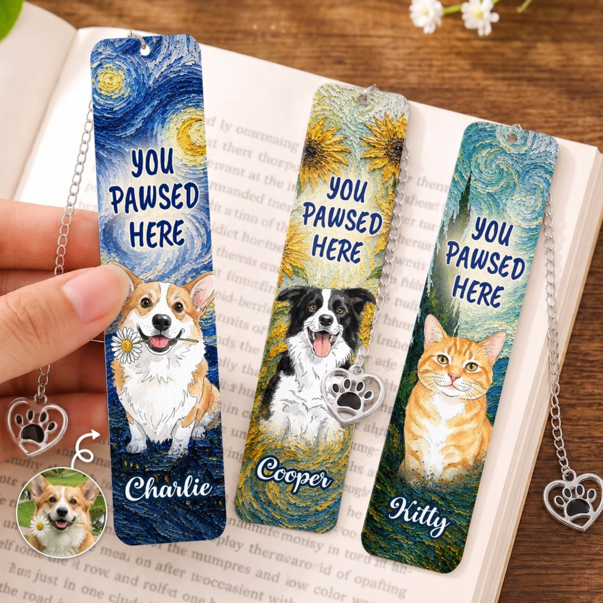 Custom Photo Metal Bookmark, Personalized Bookish Gift for Book Lovers and Pet Parents