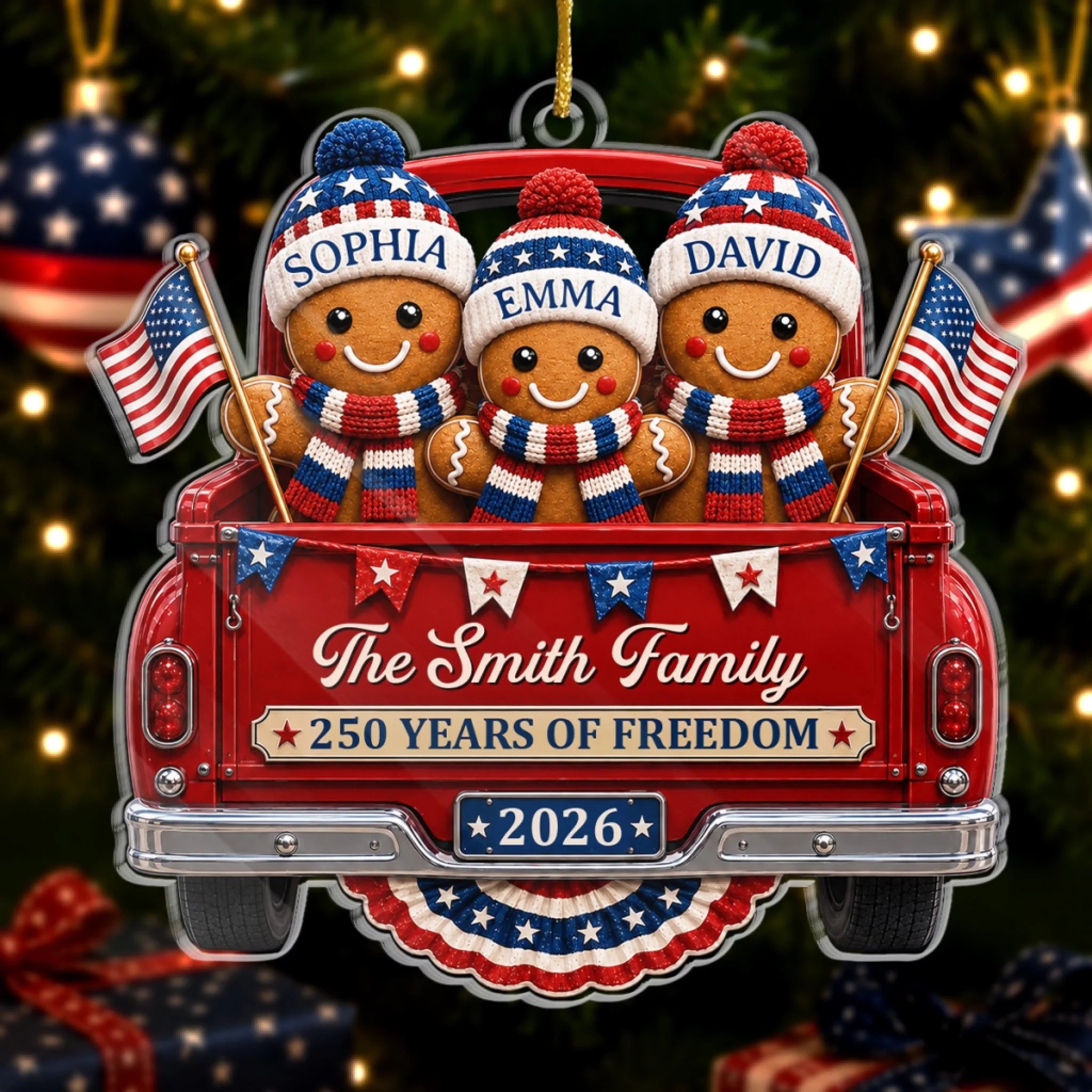 Custom Acrylic Ornament Personalized America 250th Anniversary Christmas Gift for Mom Dad Siblings