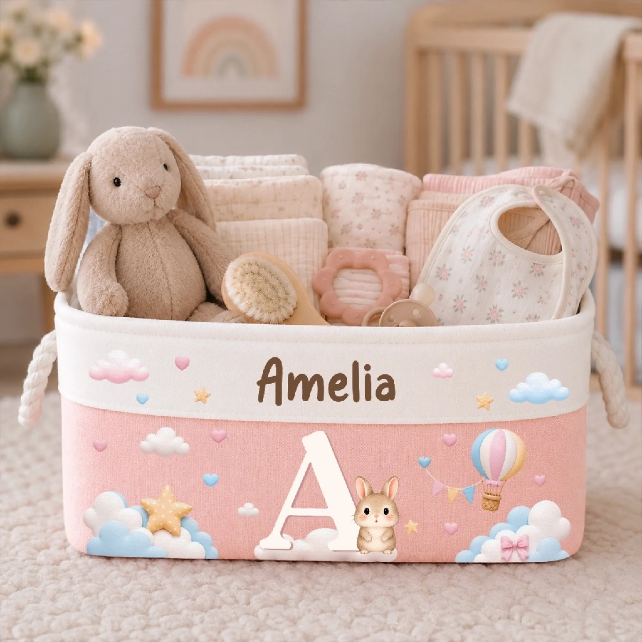 Custom Storage Basket Personalized Baby Shower Gift for New Parents Dream Big My Little Star