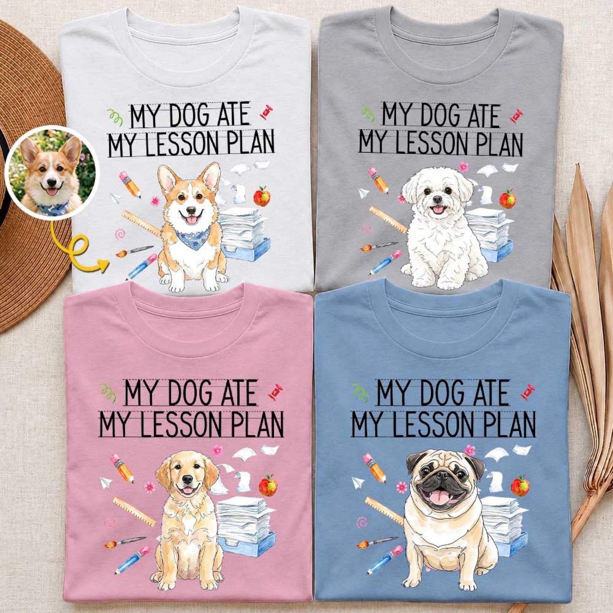 Custom Photo T-Shirt or Hoodie for Teachers, Personalized Teaching With Pups Back to School Gift