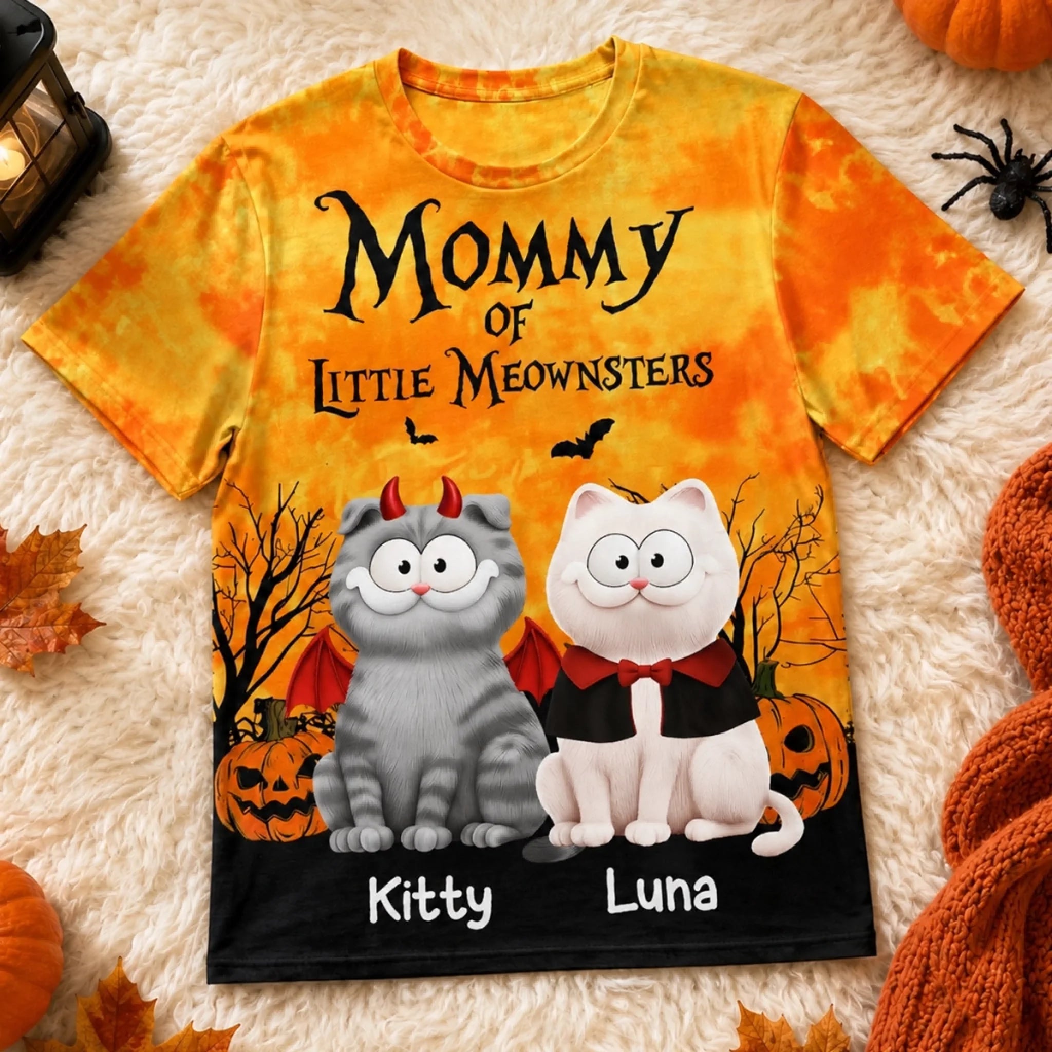 Custom T-Shirt for Dog & Cat Lovers, Personalized Halloween Birthday Gift, Paws Love Pumpkin Spice