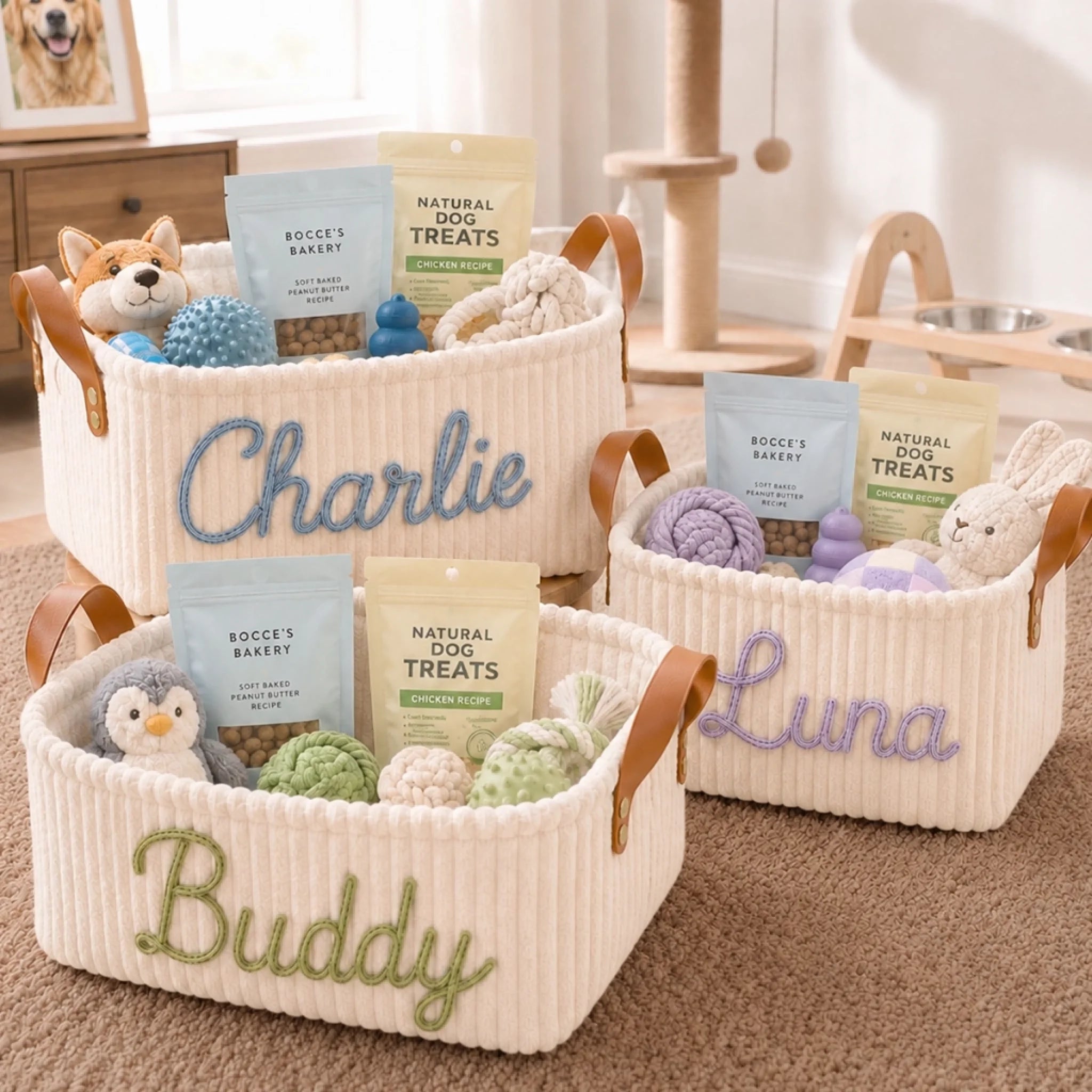 Custom Embroidery Storage Basket Personalized Birthday Gift for Dog and Cat Lovers