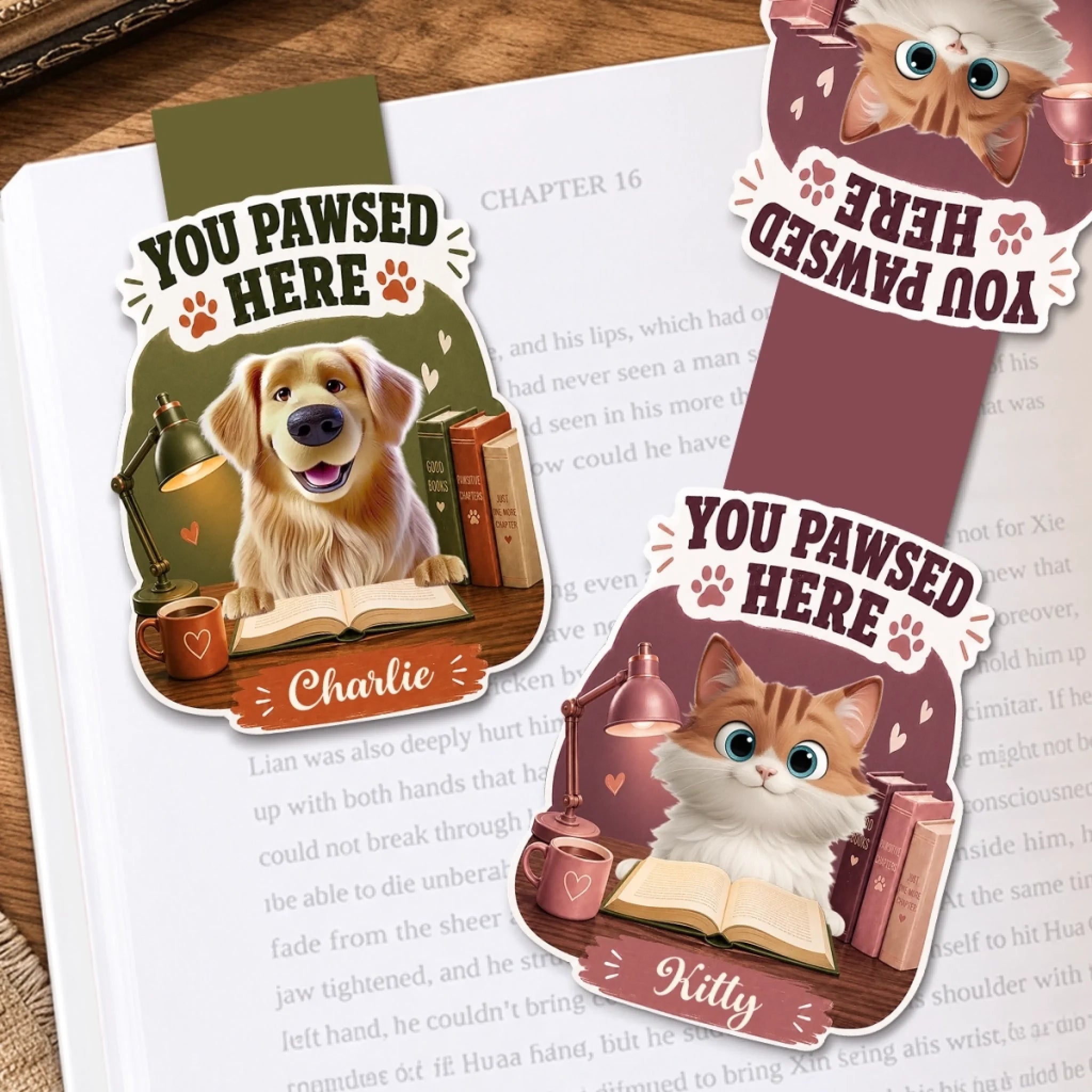 Custom Shaped Magnetic Bookmark, Personalized Bookish Gift for Book Lovers, Pet Moms and Dads