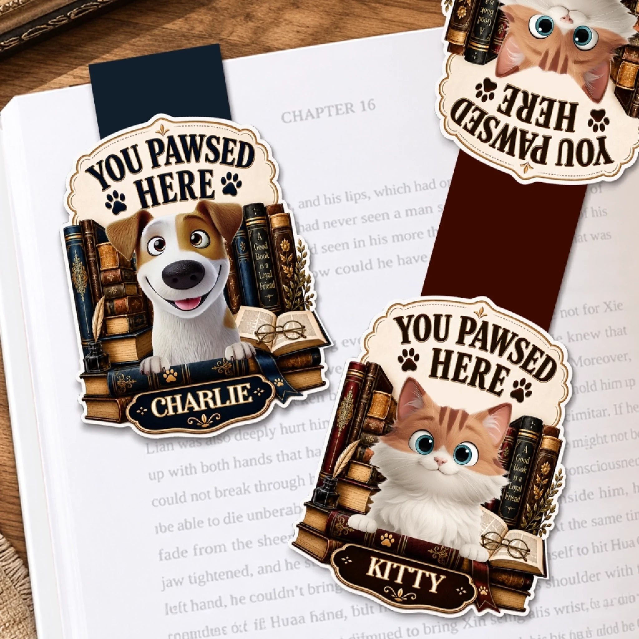 Custom Shaped Magnetic Bookmark, Personalized Bookish Gift for Book Lovers, Pet Parents & Bookworms