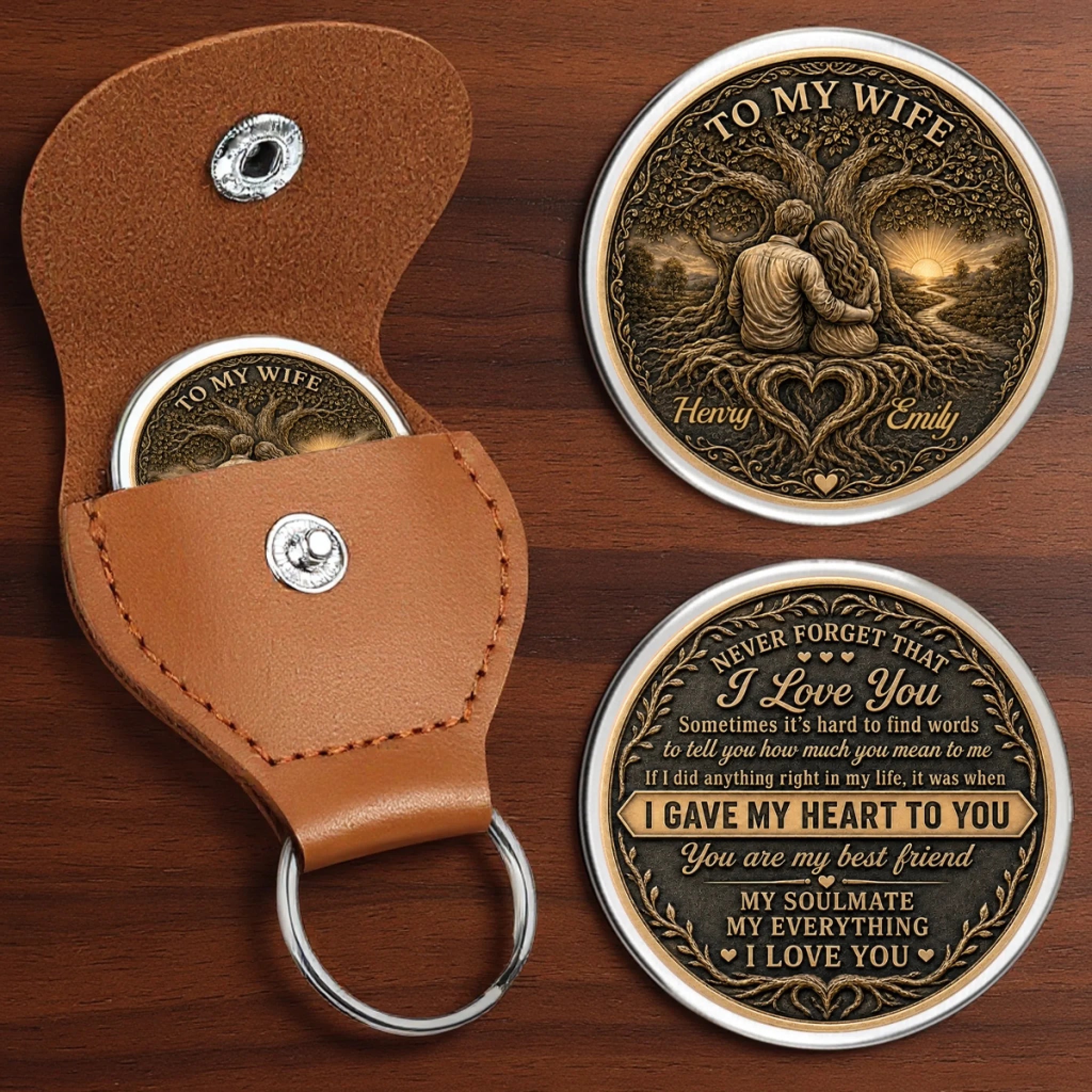Custom Pocket Hug Personalized Anniversary or Wedding Gift for Husband or Wife, I Gave My Heart to You