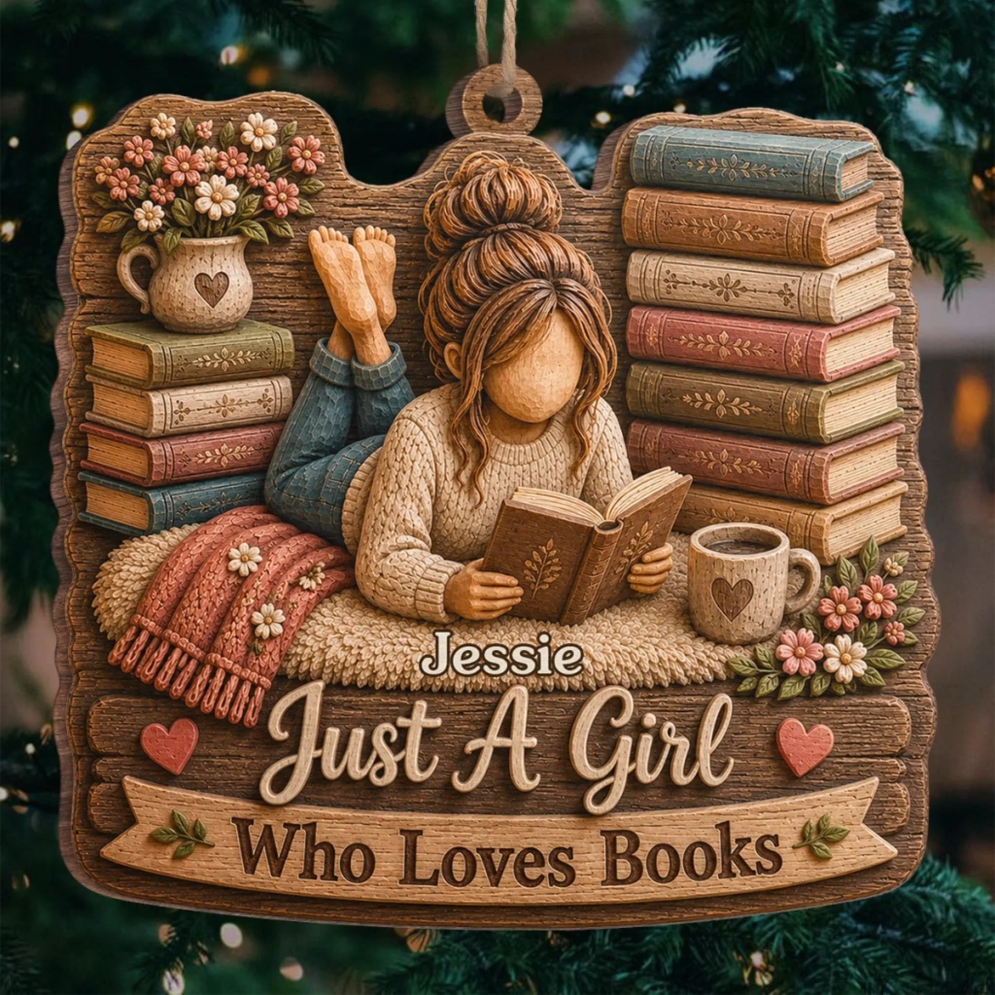 Custom Wood Ornament for Book Lovers - Personalized Christmas Bookish Gift, Booked All Weekend