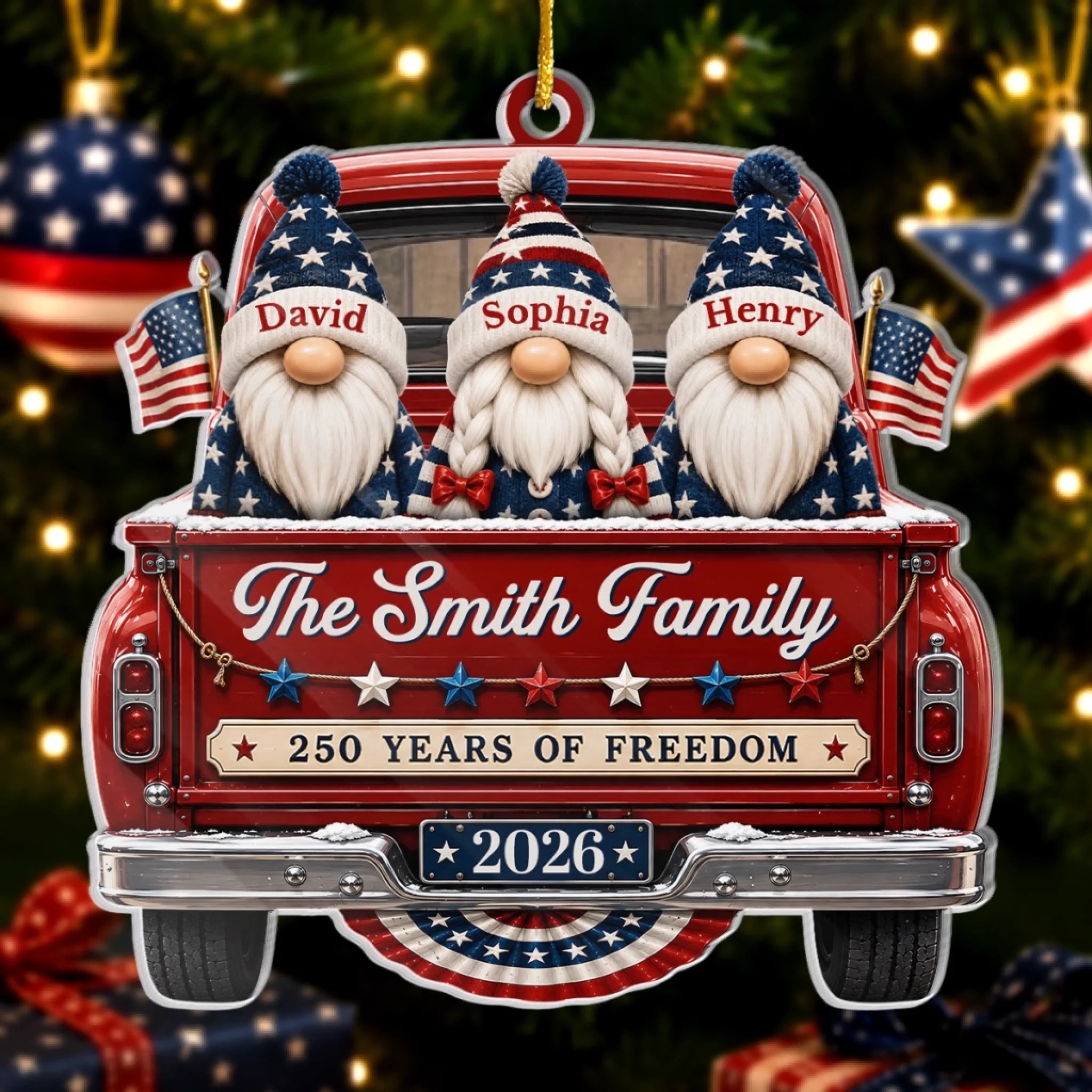 Custom Acrylic Ornament Personalized America 250th Anniversary Christmas Gift for Family