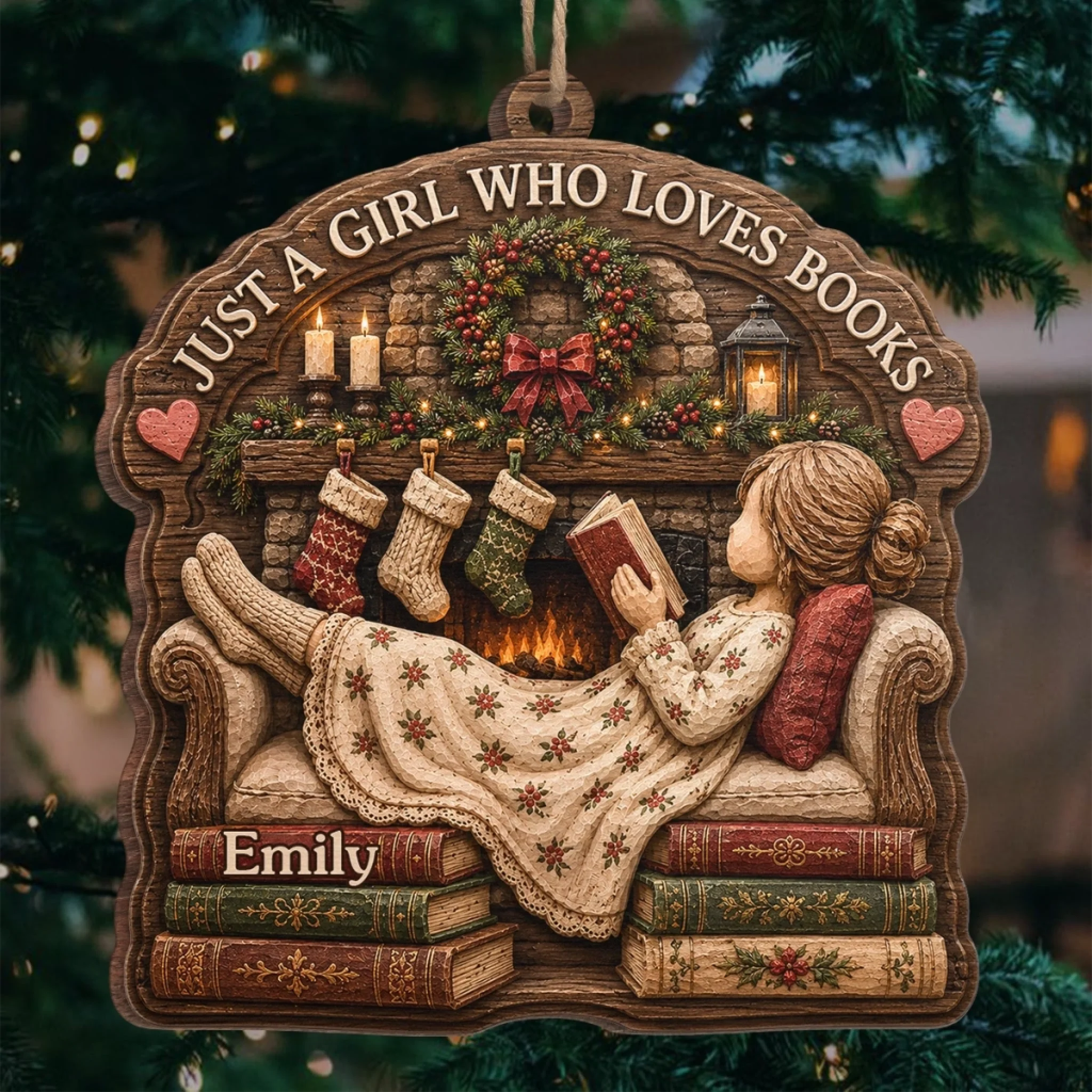 Personalized Custom Wood Ornament for Book Lovers, Bookworm Christmas Gift, My Weekend Is Fully Booked
