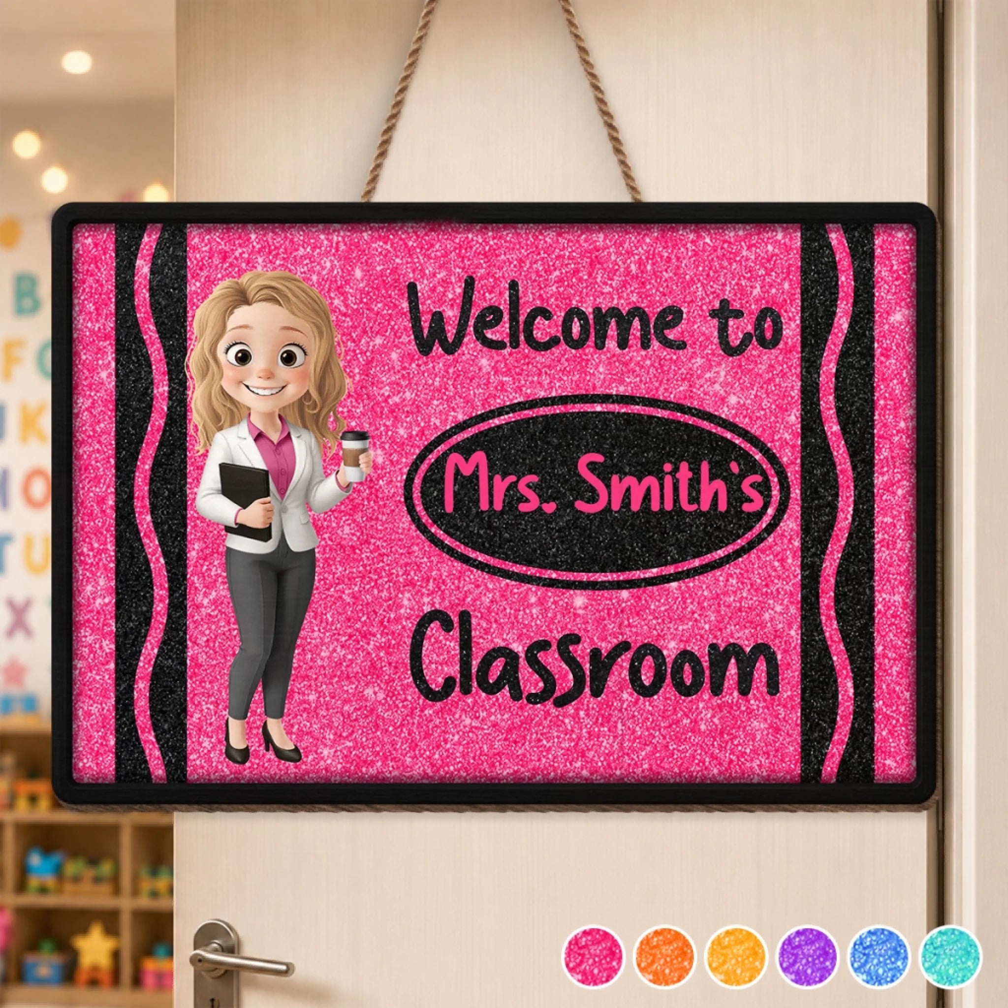 Custom Classroom Decor Wood Sign, Personalized My Happy Learning Place Teacher Back to School Gift