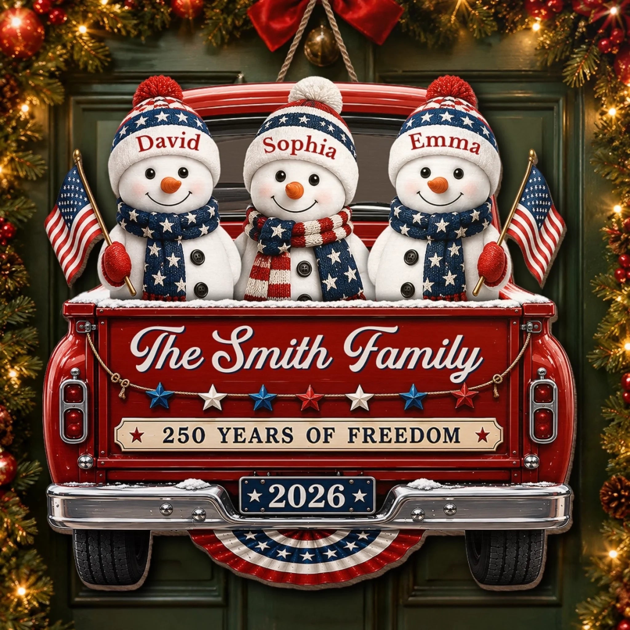 Custom Wood Sign Personalized America 250th Anniversary Christmas Gift for Family