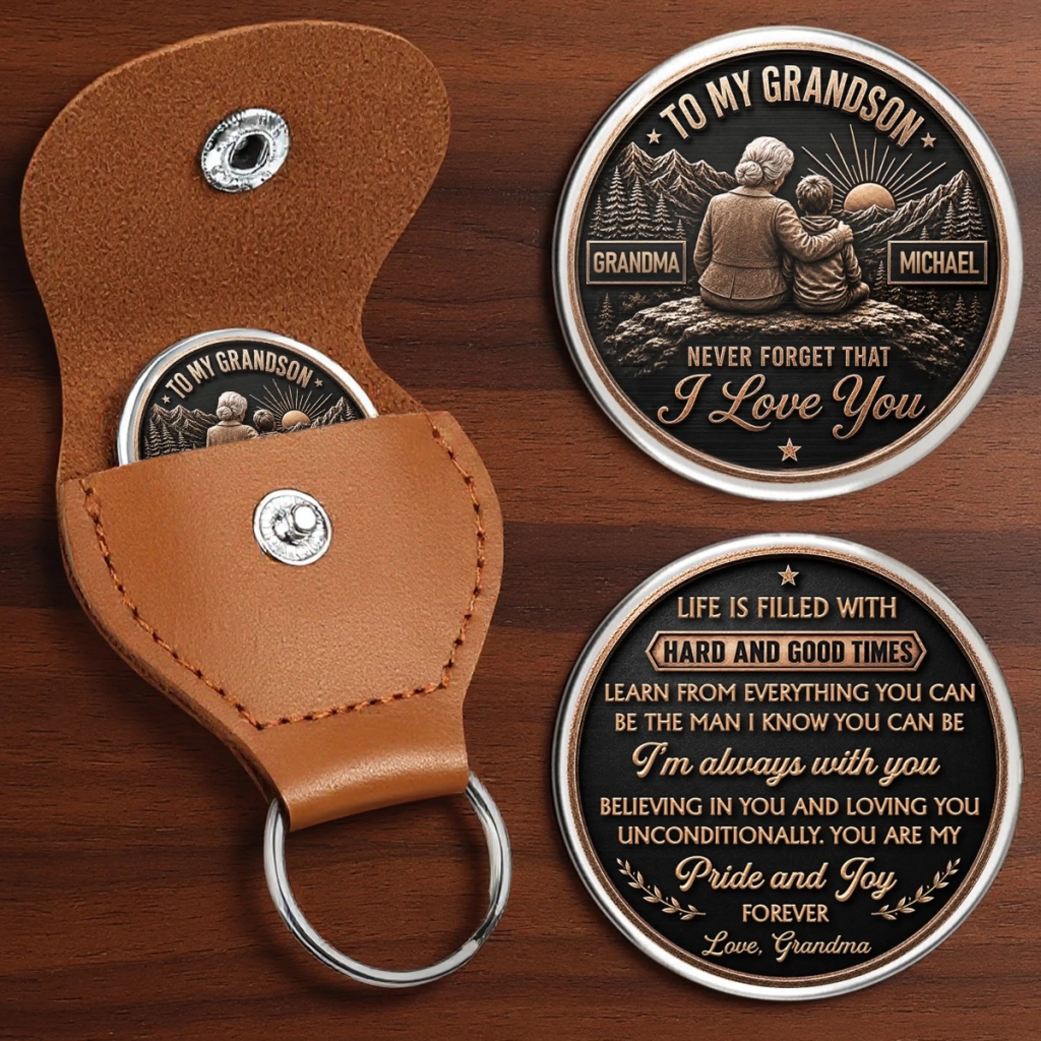Custom Pocket Hug Personalized Birthday Gift for Grandson, My Greatest Adventure Keepsake