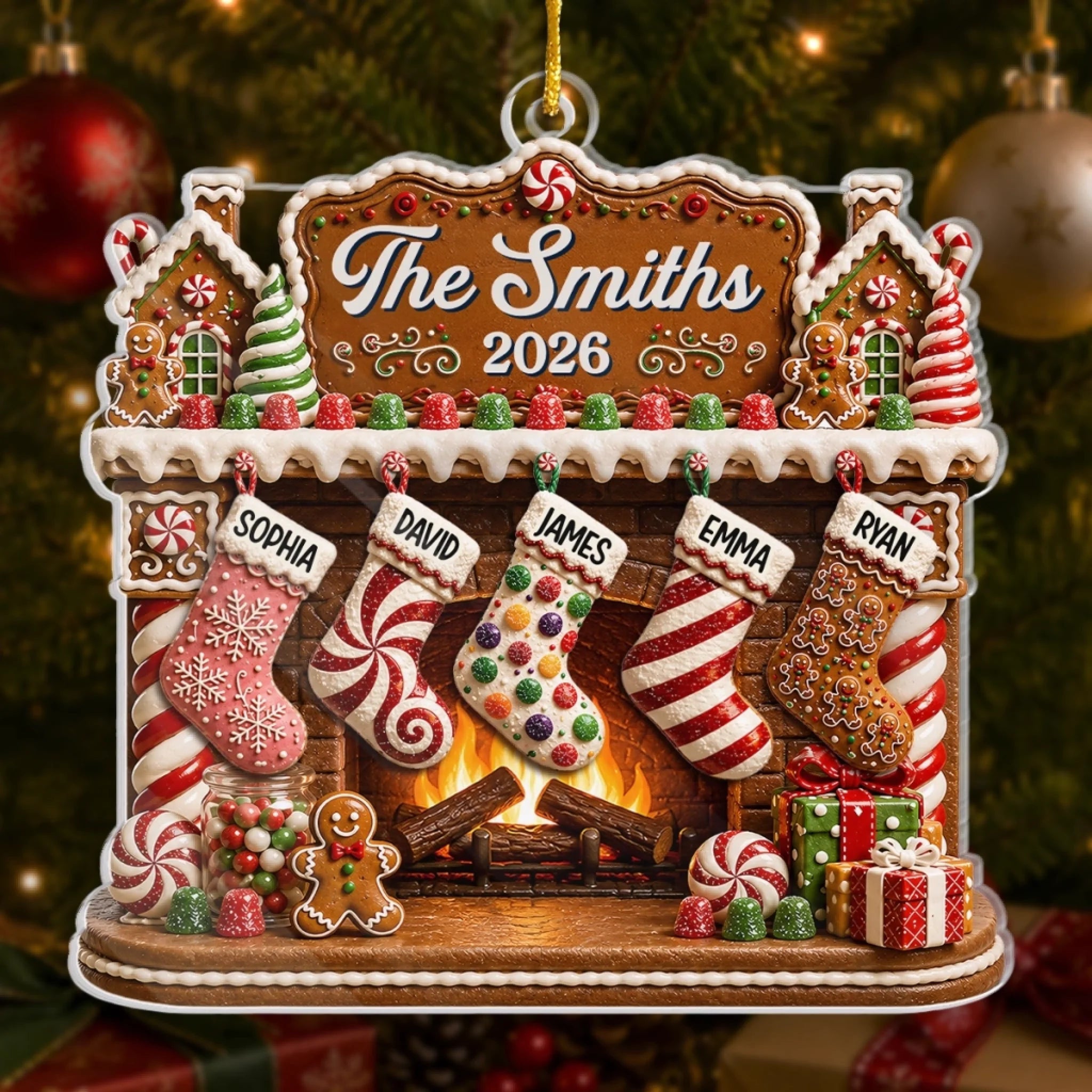 Personalized Acrylic Christmas Ornament, Custom Christmas Feels Like Home Gift for Mom Dad Siblings