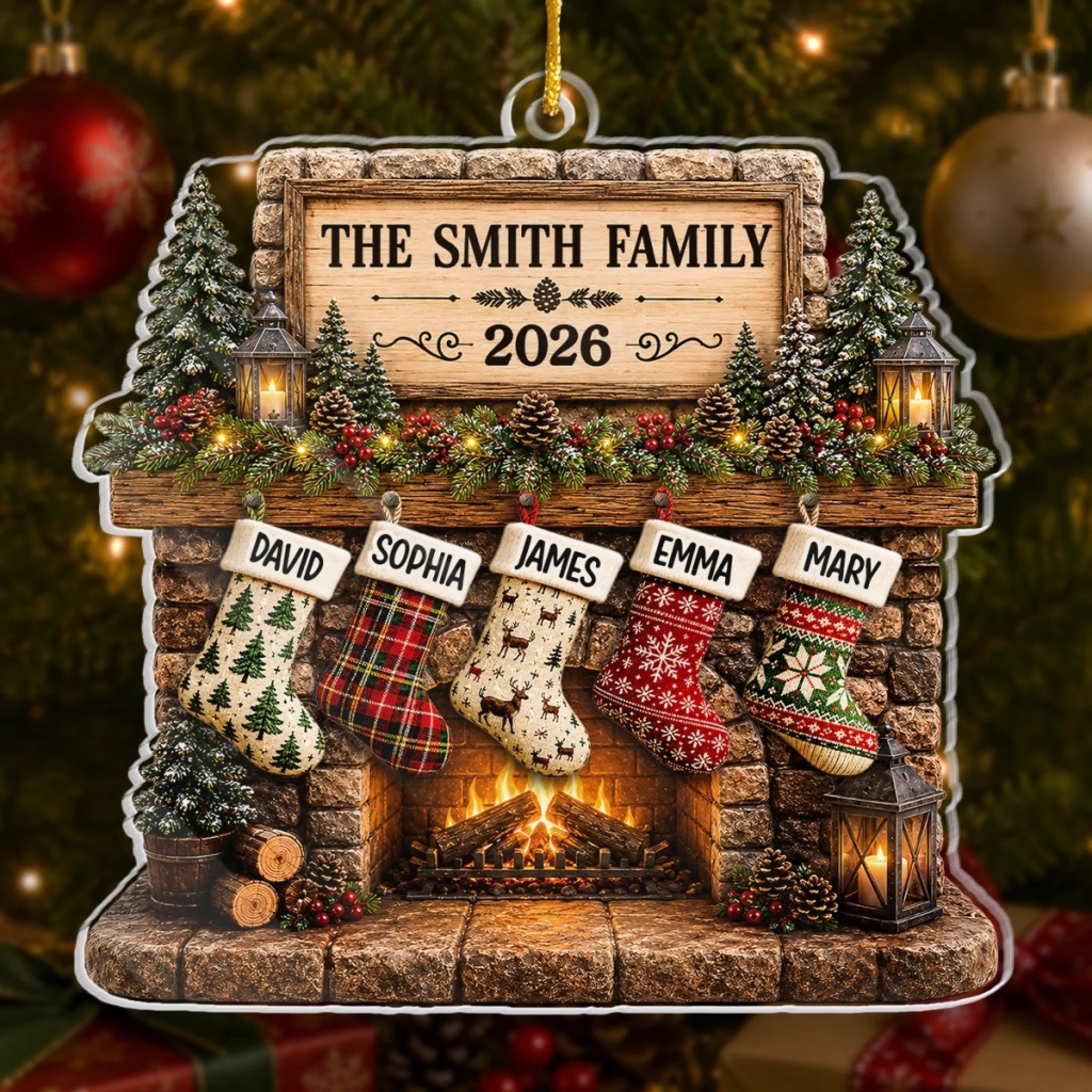 Custom Acrylic Ornament Personalized Christmas Gift for Mom Dad Brother Sister, Together for Christmas