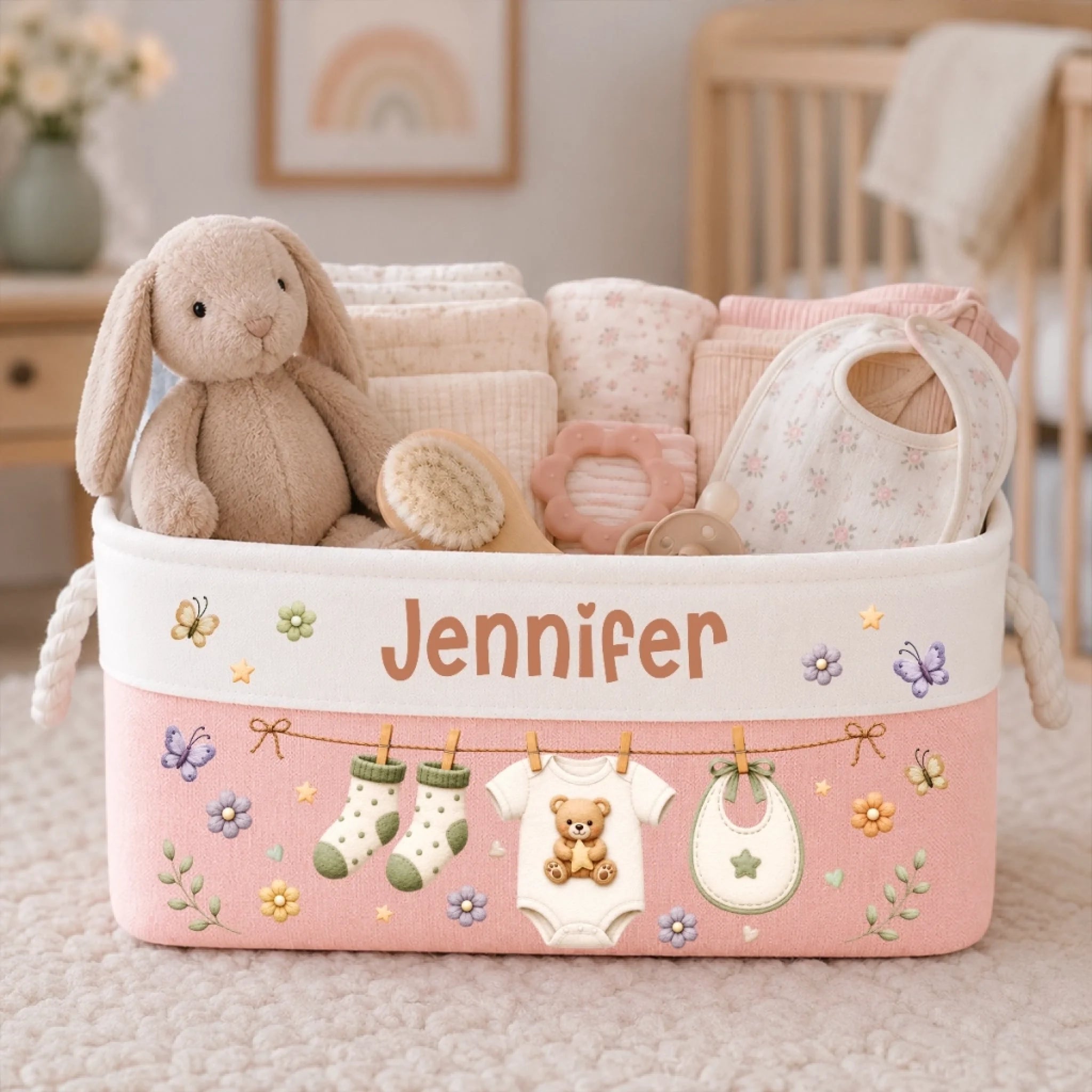 Custom Storage Basket Personalized Baby Shower Gift for New Moms and Dads Tiny Miracle Big Love