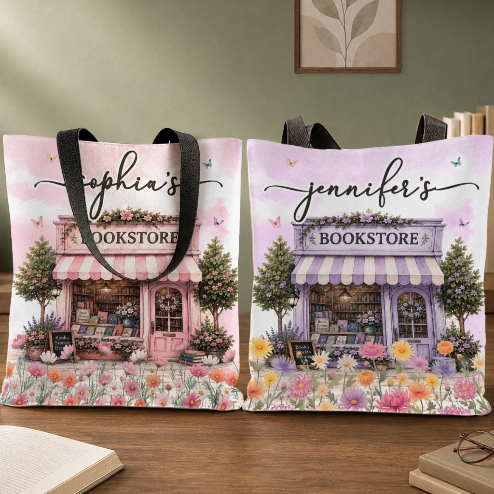 Custom All-Over Print Tote Bag, Personalized Bookish Gift for Book Lovers, Every Page Holds Magic