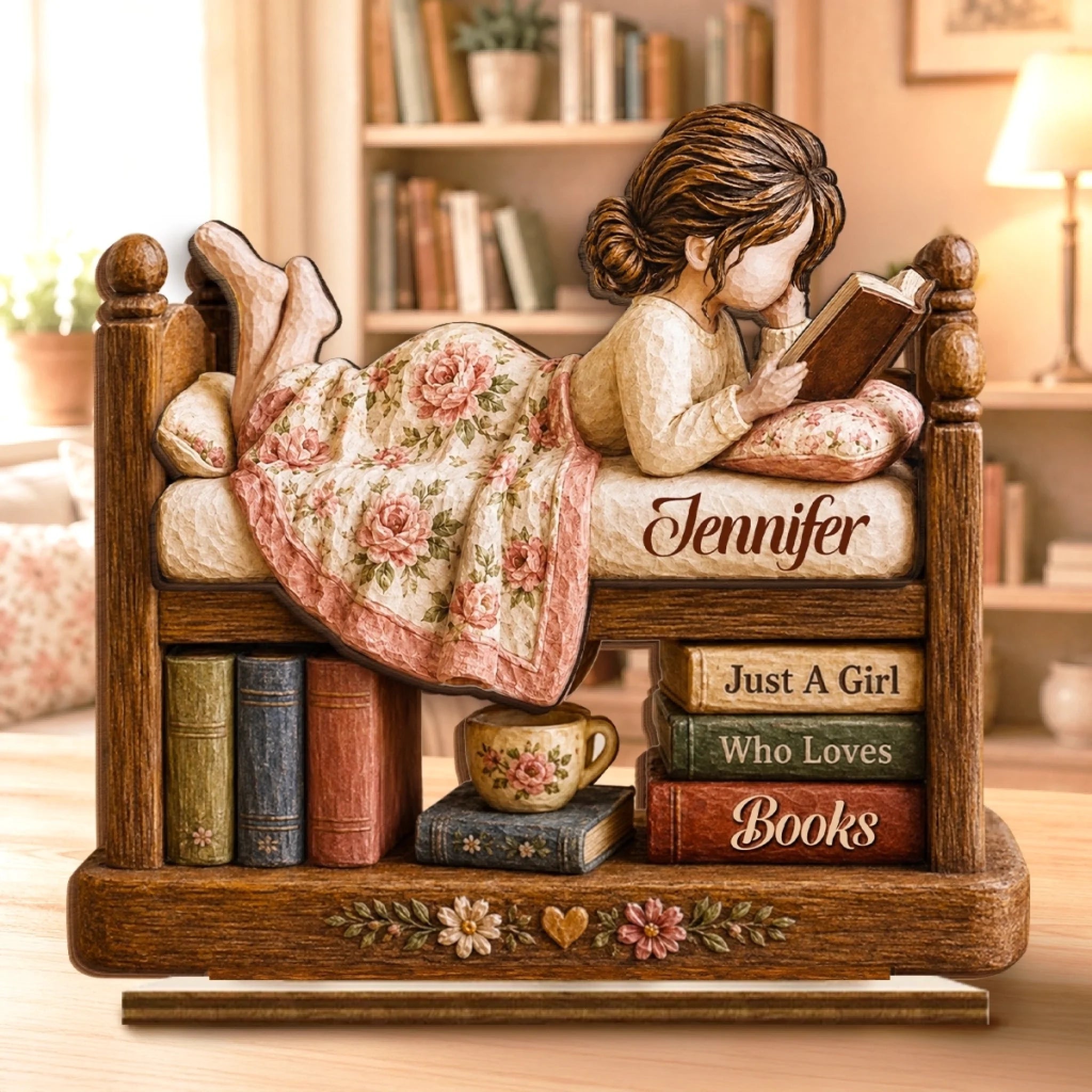 One More Story Awaits Custom 2-Layered Wooden Plaque with Stand, Personalized Gift for Book Lovers