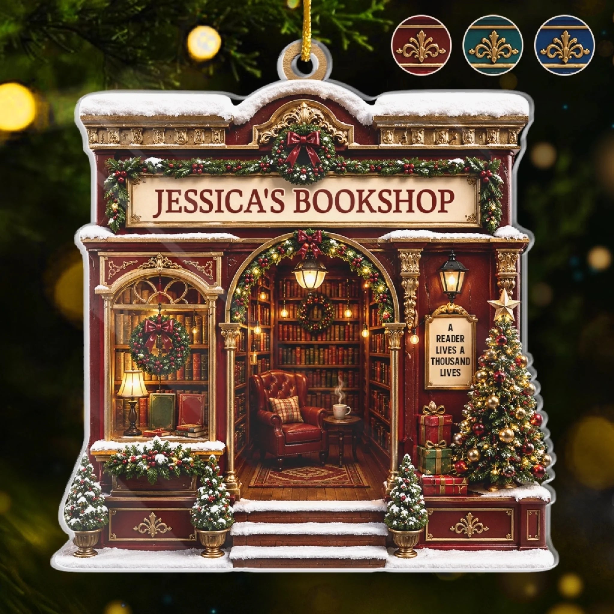 Custom Acrylic Christmas Ornament, Personalized Bookish Gift for Book Lovers, Bookworms and Readers