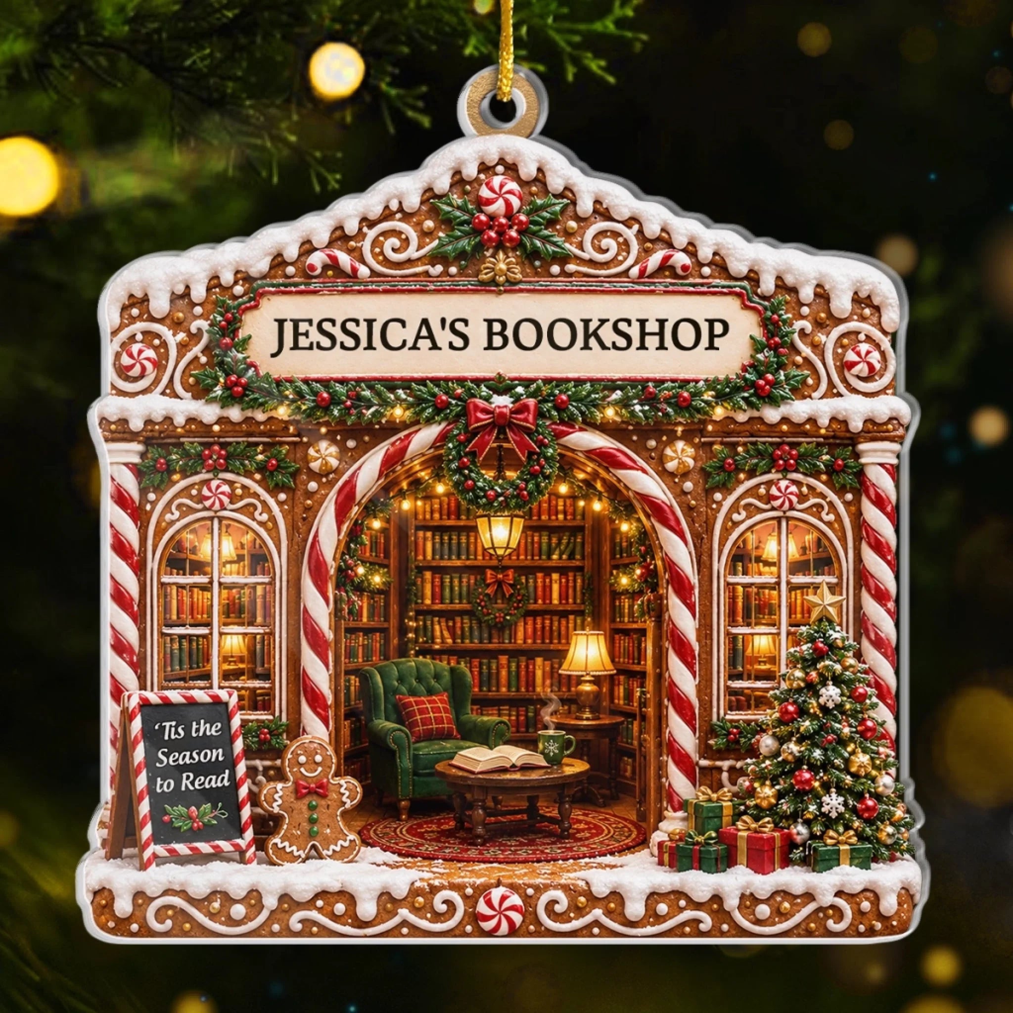 Personalized Acrylic Christmas Ornament for Book Lovers, Custom Bookish Gift for Readers and Bookworms
