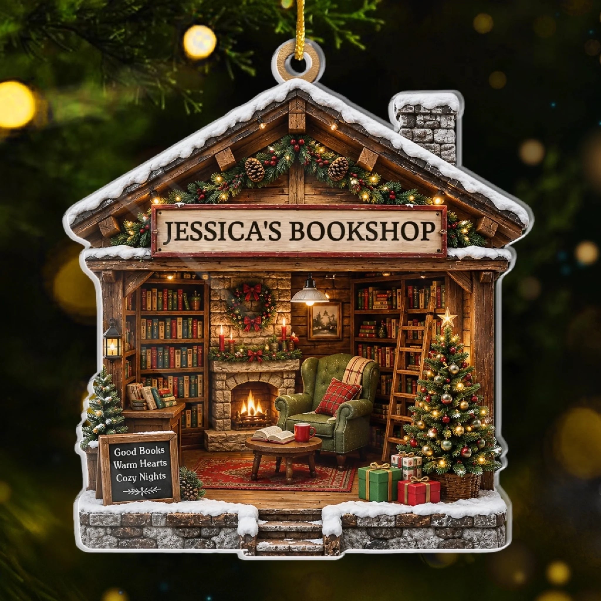 Custom Acrylic Ornament Personalized Christmas Bookish Gift for Book Lovers and Readers
