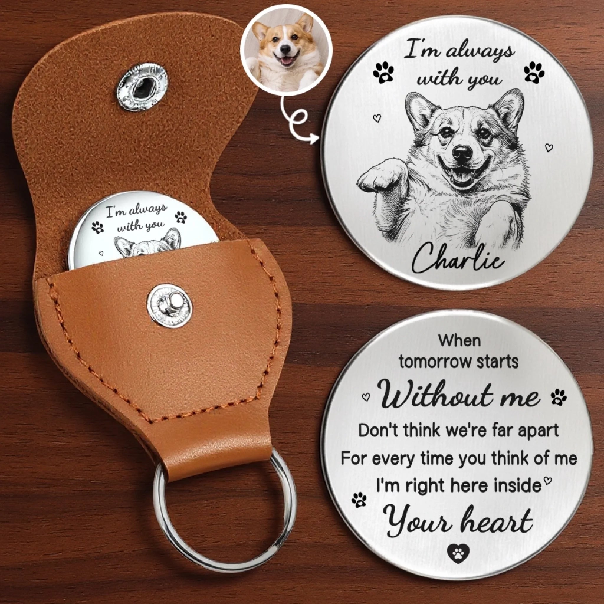 Custom Photo Pocket Hug Personalized Pet Memorial Sympathy Gift for Dog or Cat Loved Beyond Goodbye