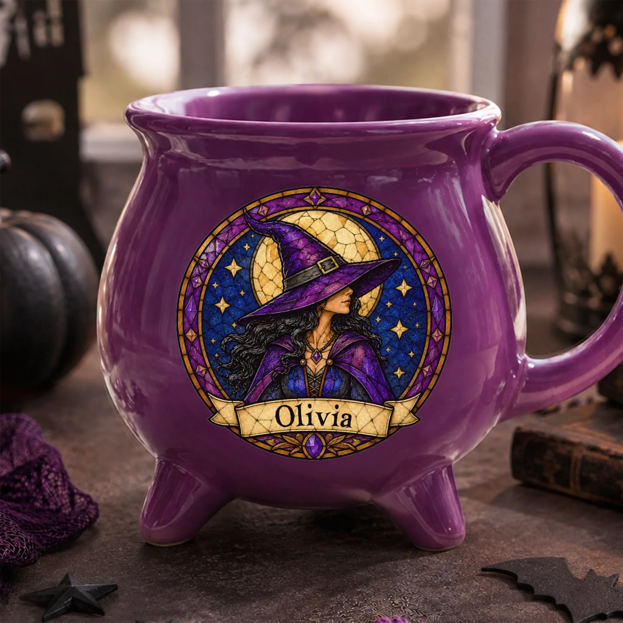 Custom Witchy Cauldron Coffee Mug, Personalized Halloween Gift for Witch, Wife, Mom or Best Friend