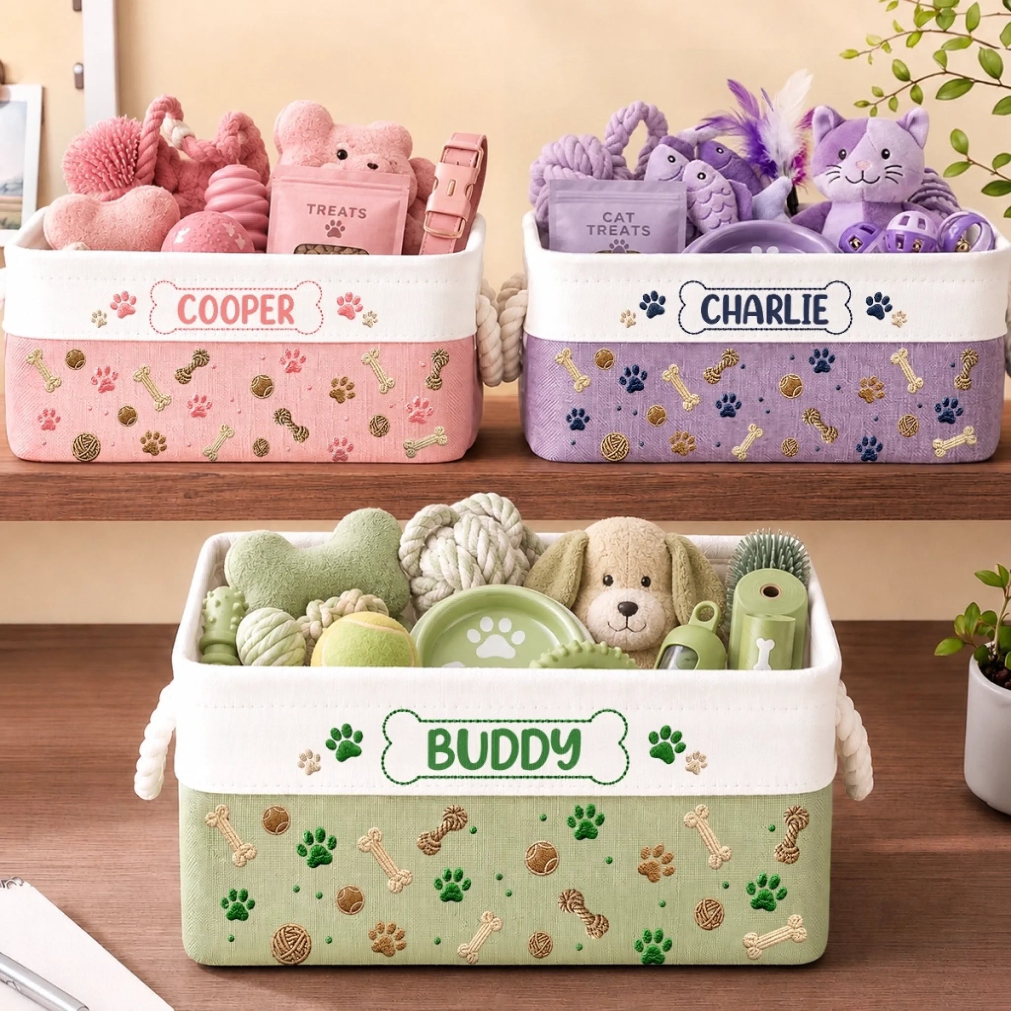 Personalized Storage Basket for Dog Lovers, Custom Birthday Gift for Dog Mom or Dad, My Best Friend Has Paws