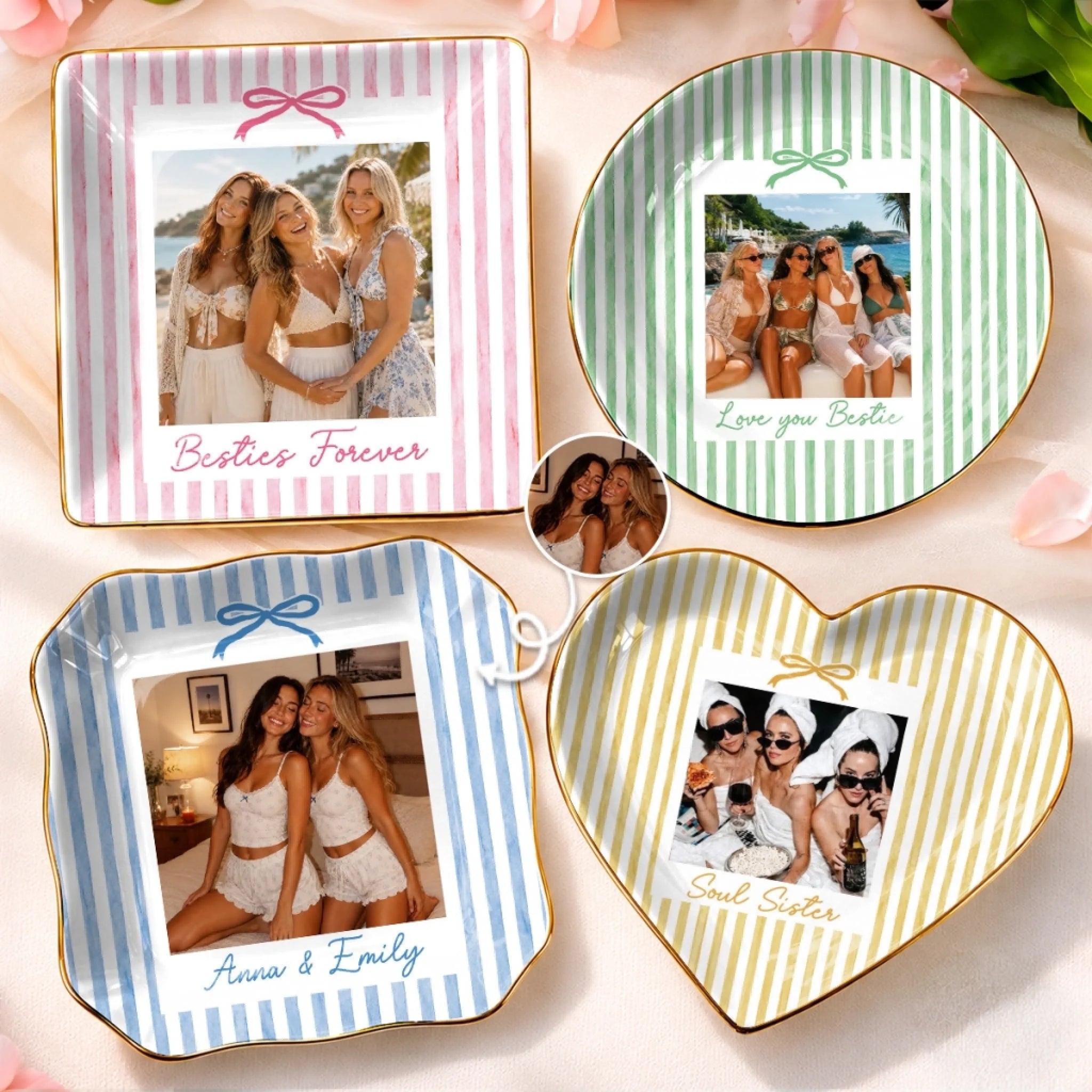 Personalized Photo Jewelry Dish, Custom Best Friend Birthday Gift for Women, Sisters and BFFs