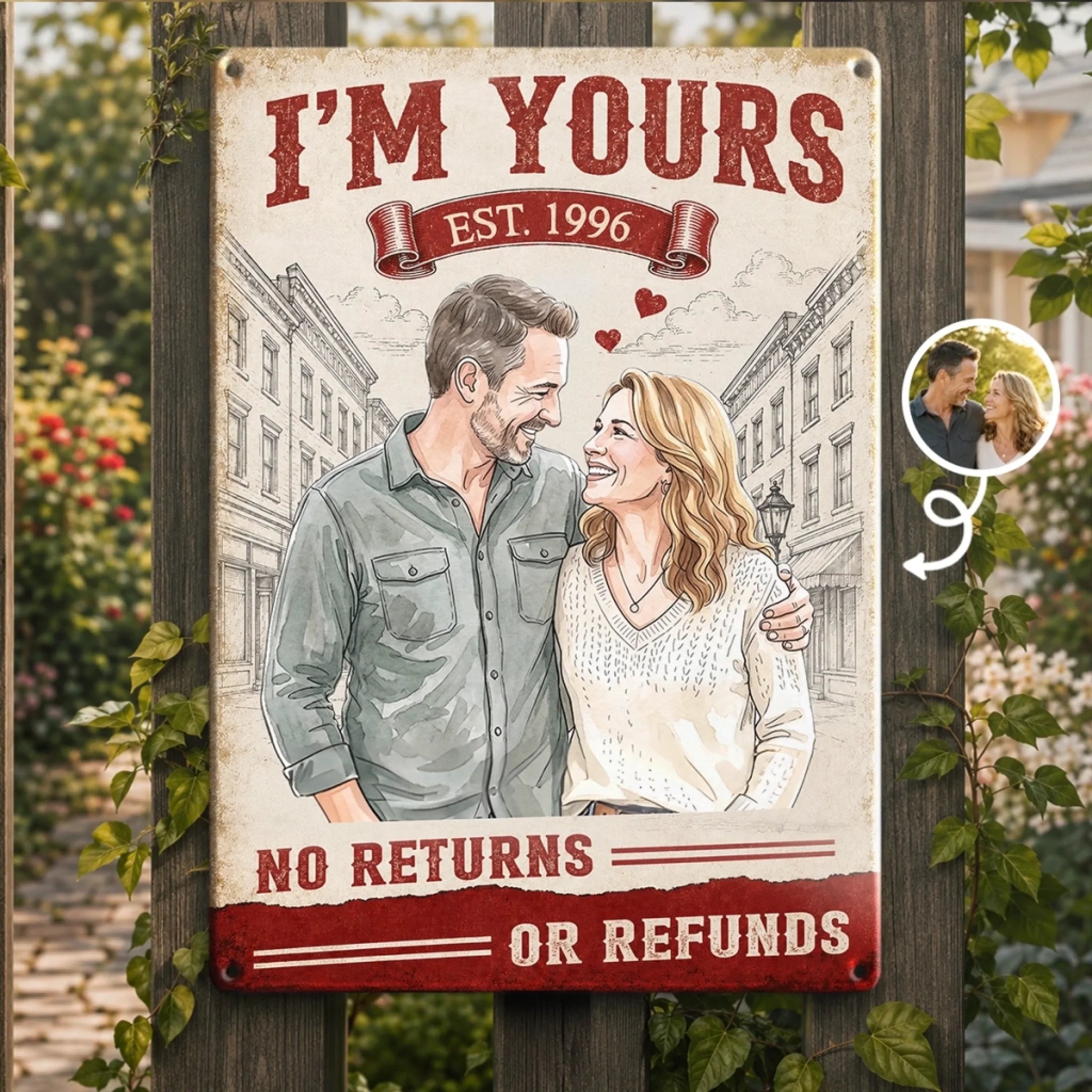 Custom Photo Metal Sign, Personalized Anniversary Wedding Gift for Husband Wife, You Are My Favorite Person