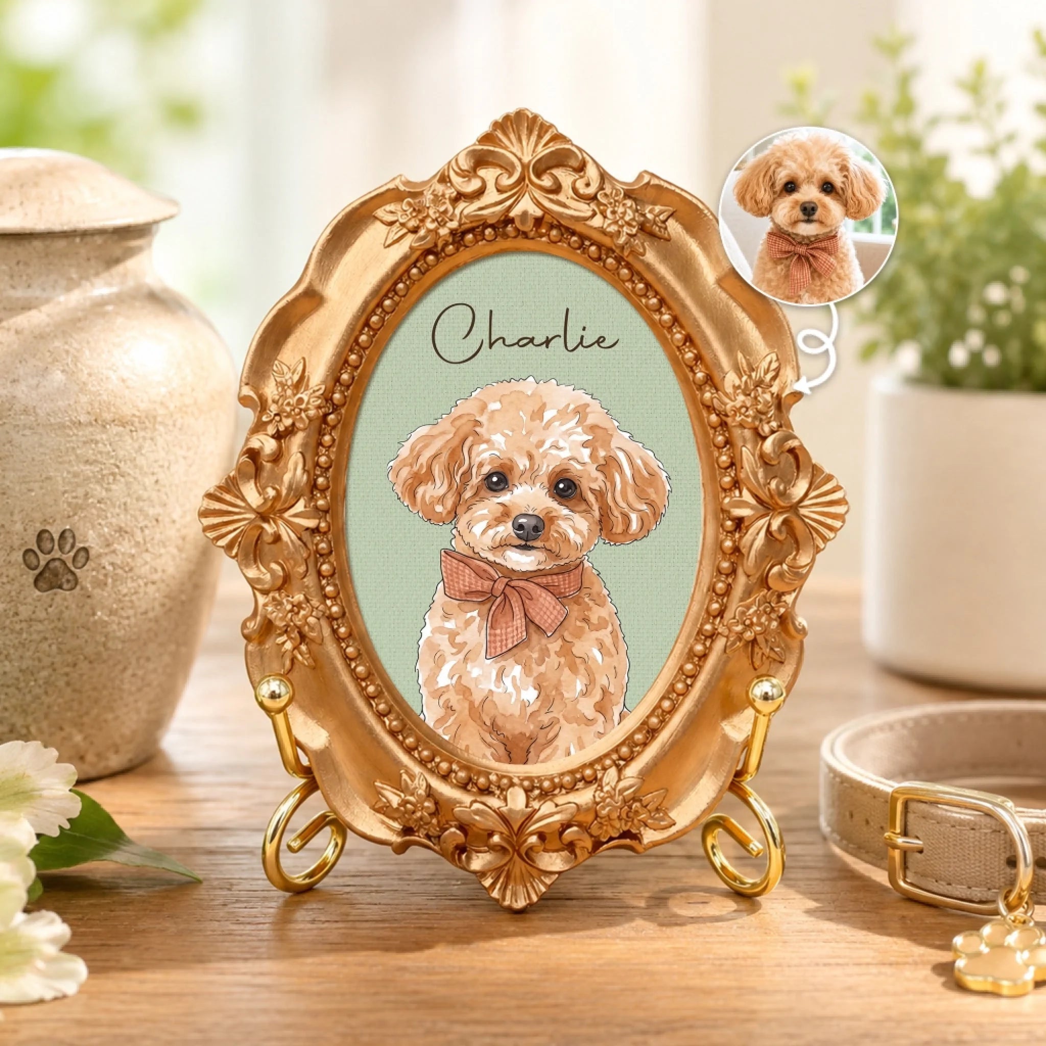 Custom Photo Ornate Mini Frame, Personalized Pet Memorial Sympathy Gift for Dogs and Cats