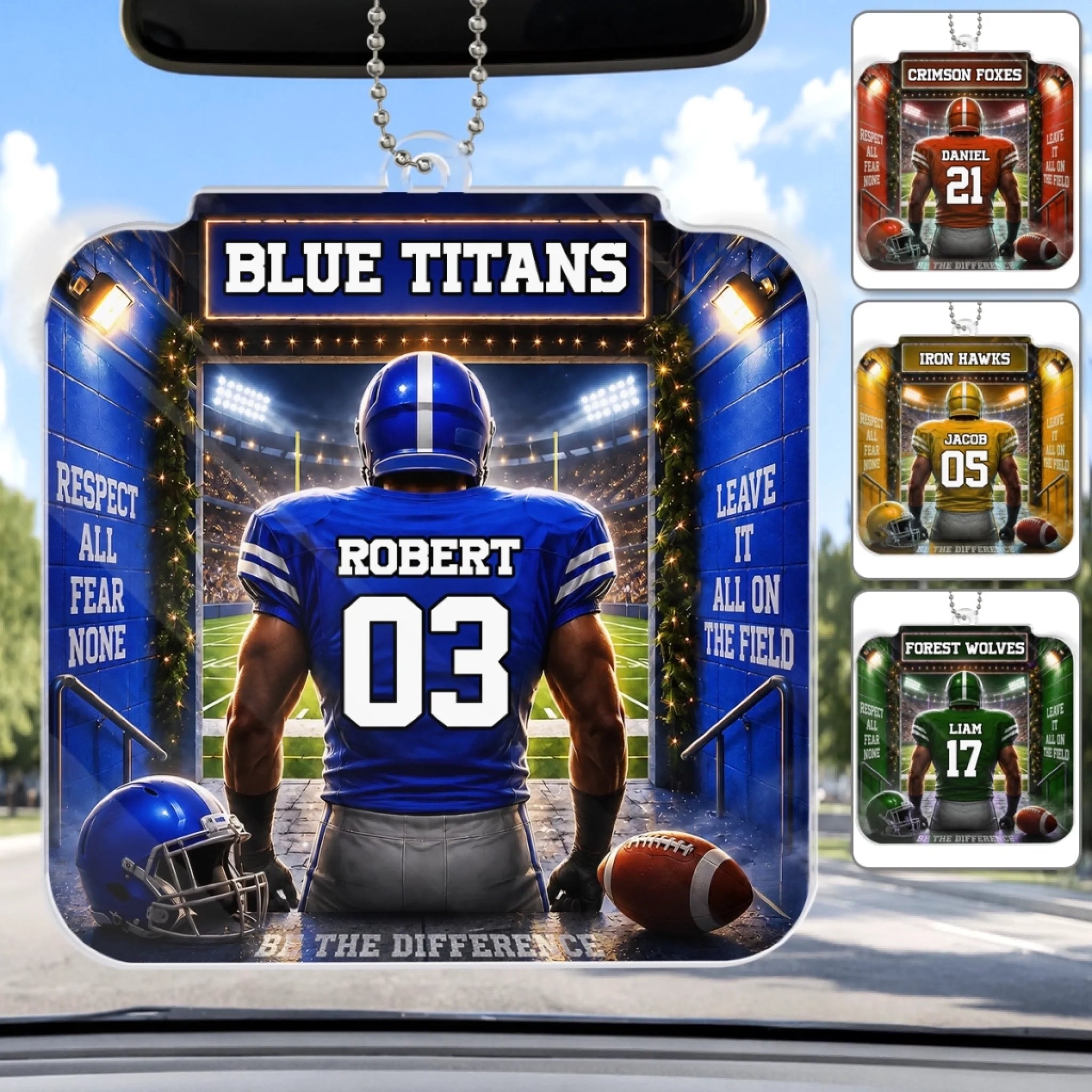 Custom American Football Acrylic Car Ornament, Personalized Gift for Football Fans and Sports Lovers