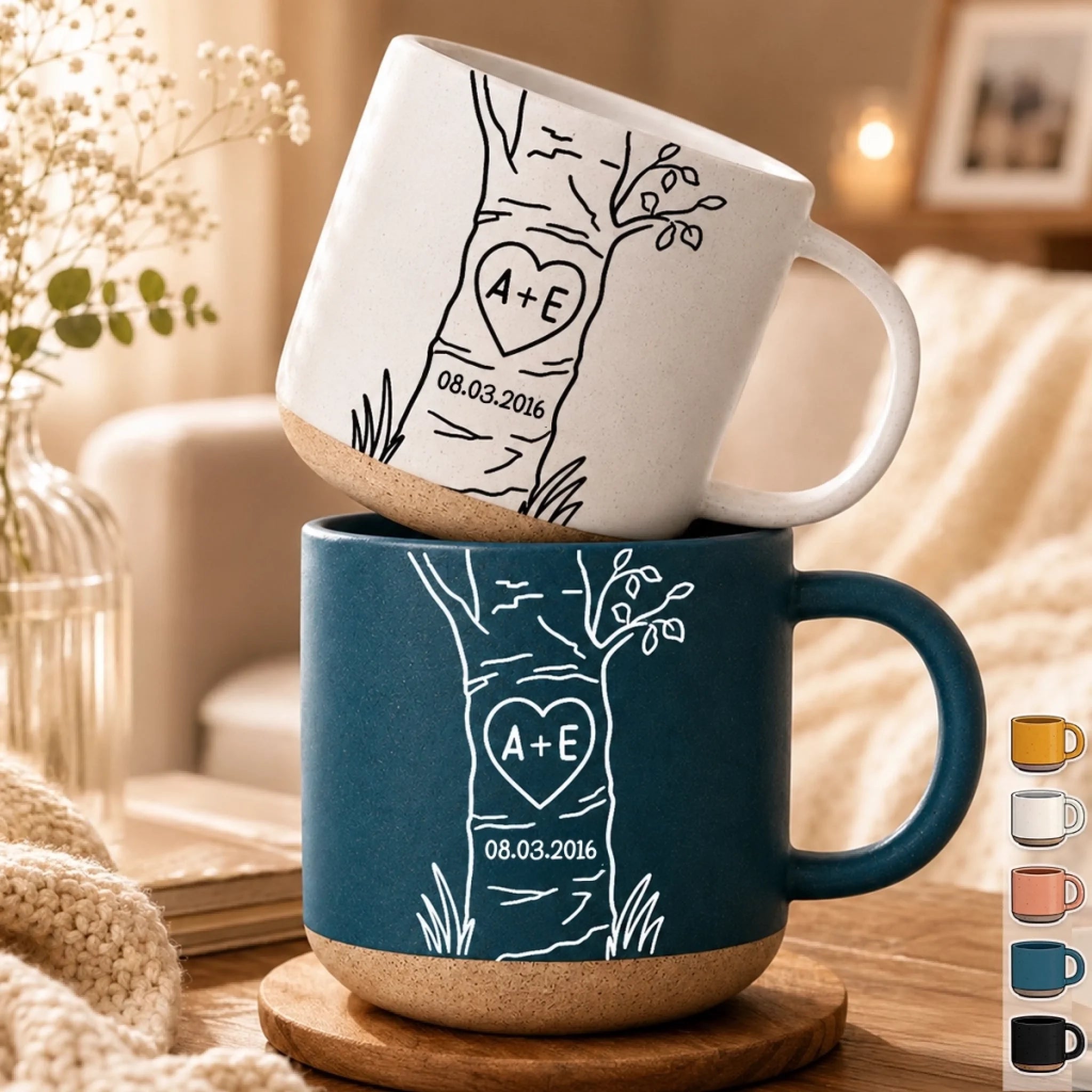 Custom Pottery Mug, Personalized Anniversary Wedding Gift for Husband and Wife, Better Together Always