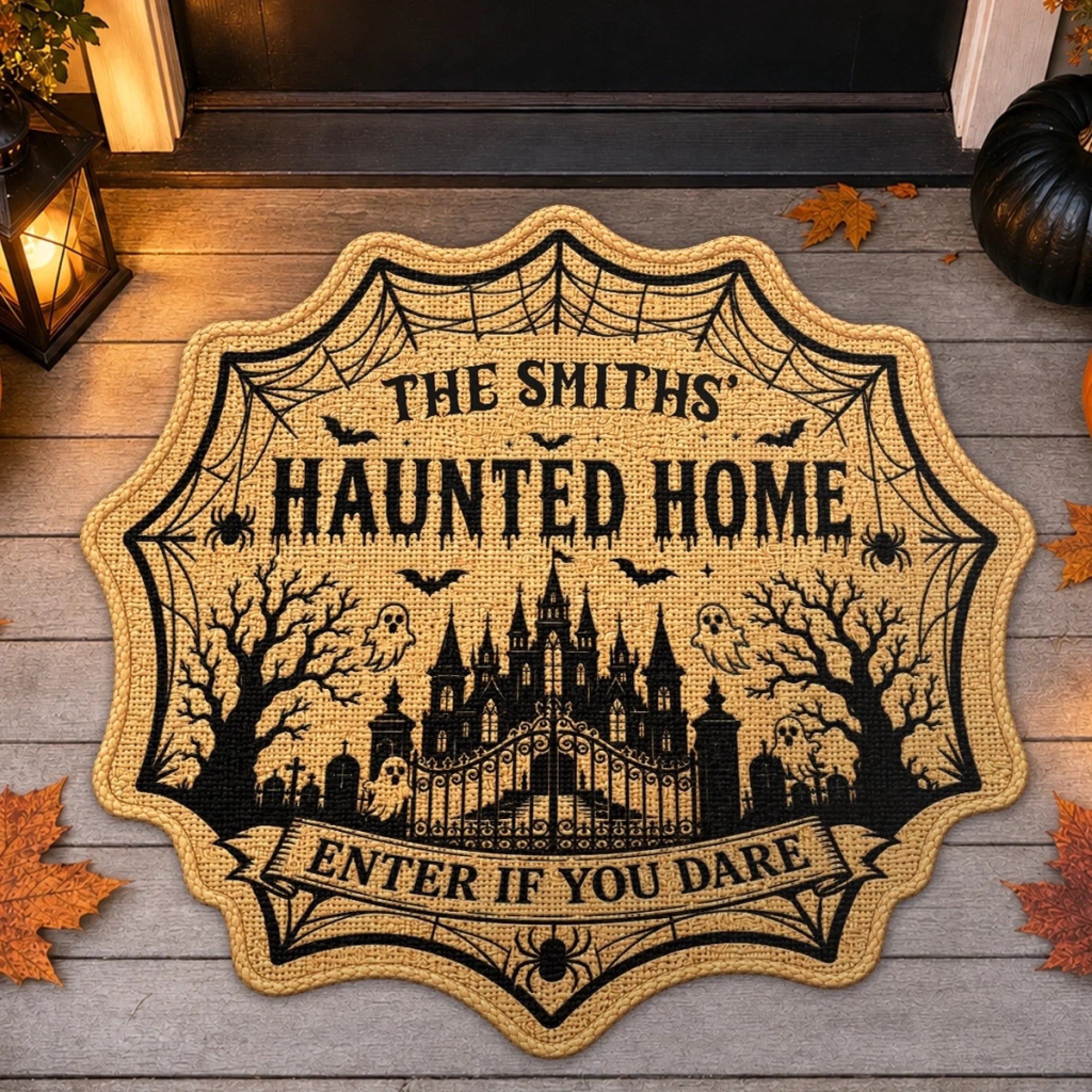 Custom Shaped Doormat Personalized Family Boo Crew Halloween Decor Gift for Mom Dad Kids