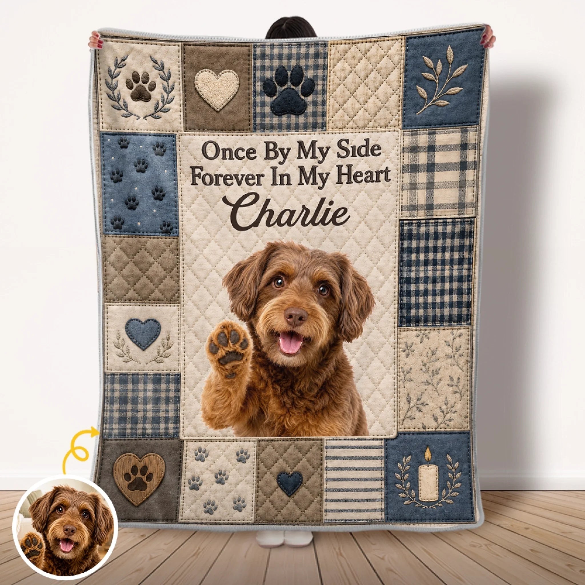 Custom Photo Pet Memorial Blanket, Personalized Sympathy Gift for Dogs and Cats, Until We Meet Again