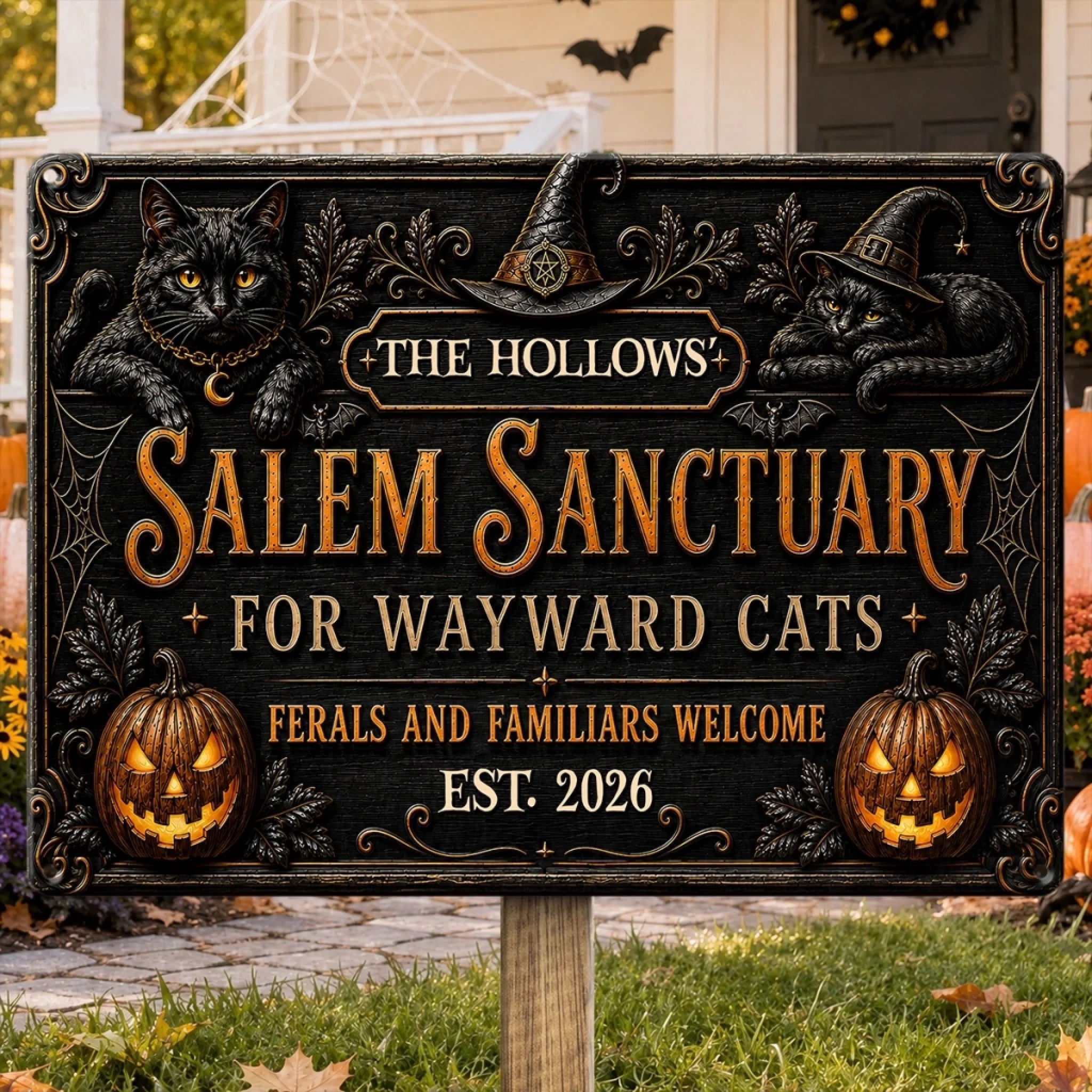 Custom Halloween Metal Sign Personalized Haunted House Home Decor Gift for Family Birthdays