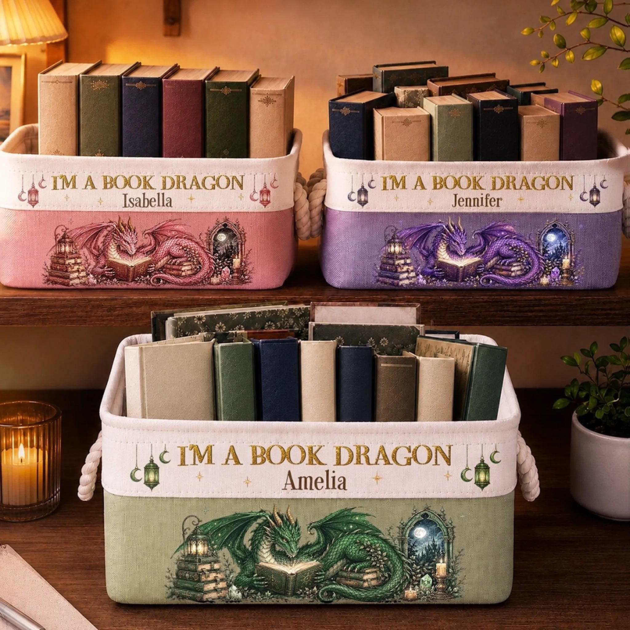 Custom Storage Basket, Personalized Bookish Gift for Book Lovers, Bookworms and Readers