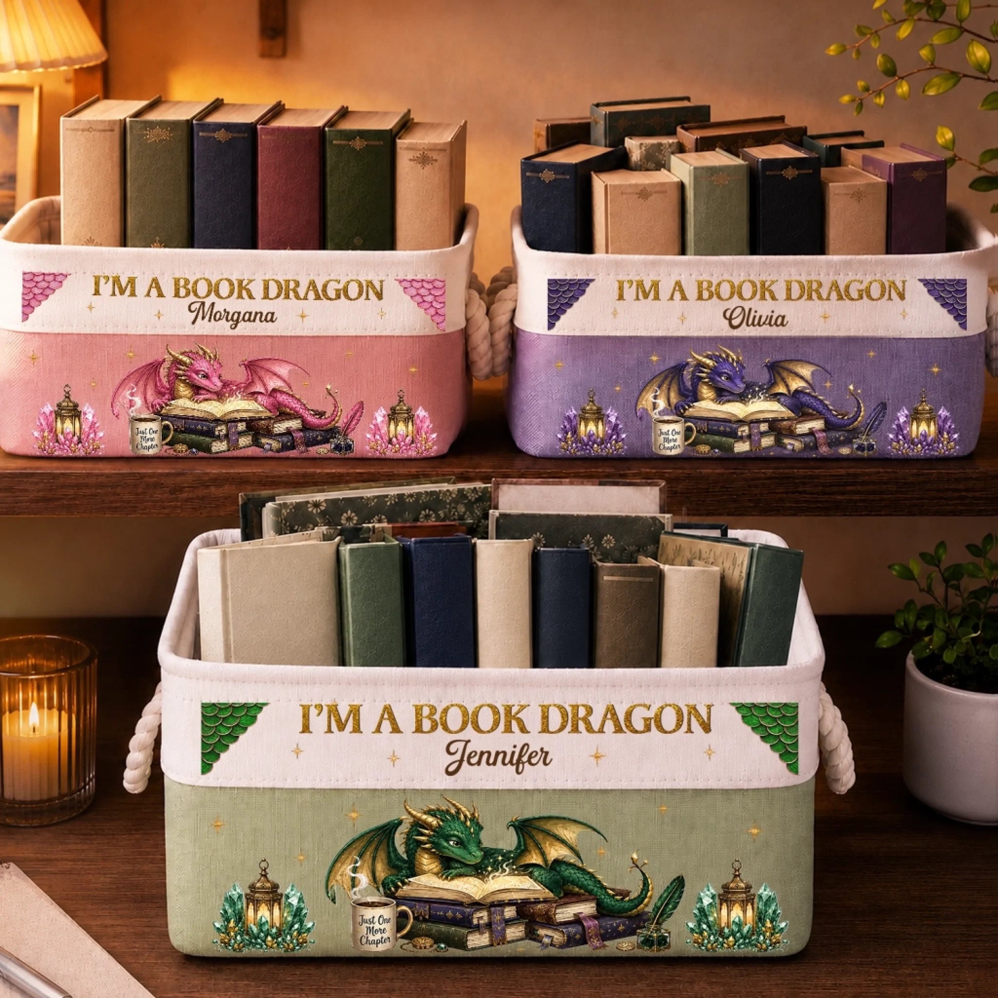 Custom Storage Basket, Personalized Bookish Gift for Book Lovers and Readers, Reading Is My Treasure