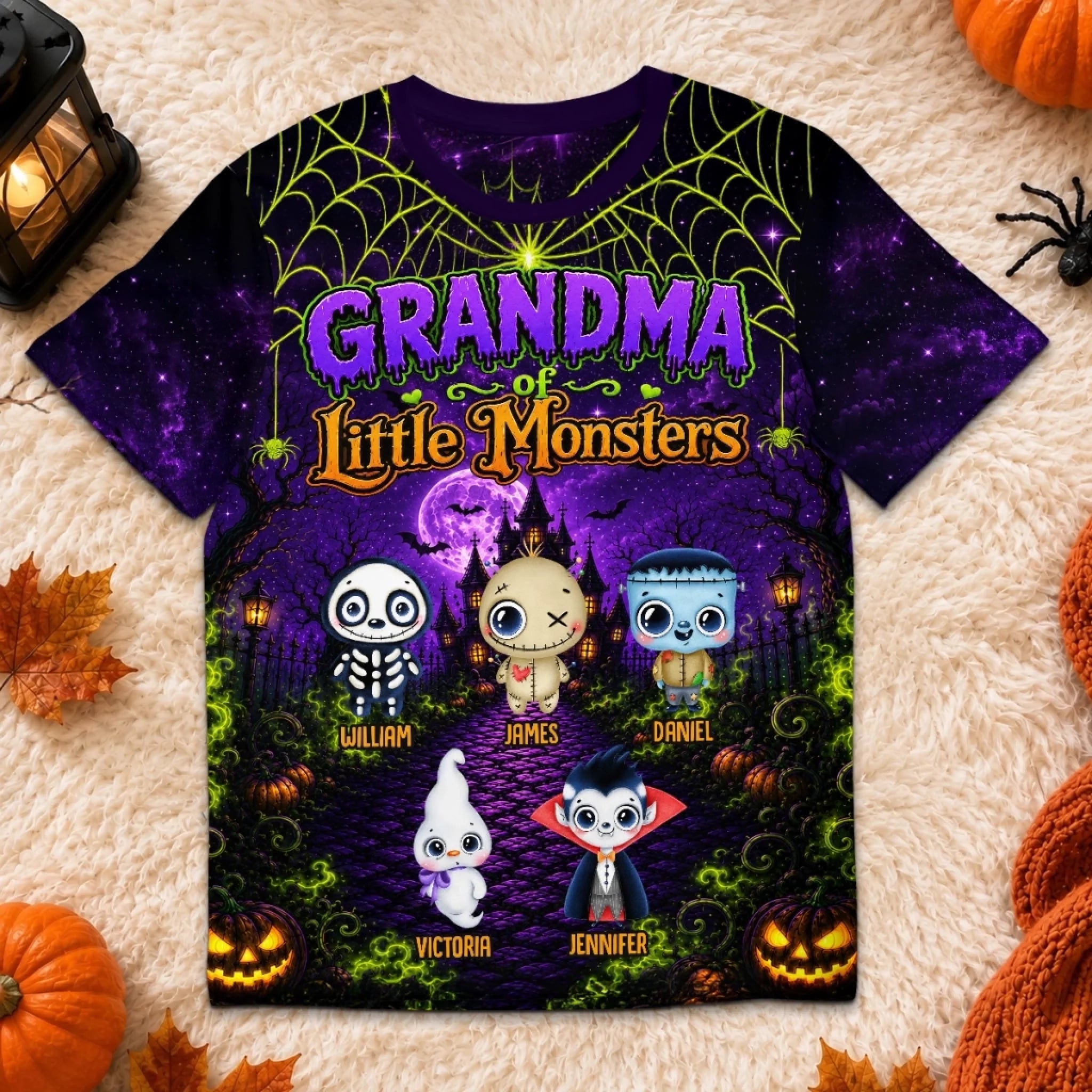 Custom Monster T-Shirt Personalized Halloween Birthday Gift for Mom or Grandma