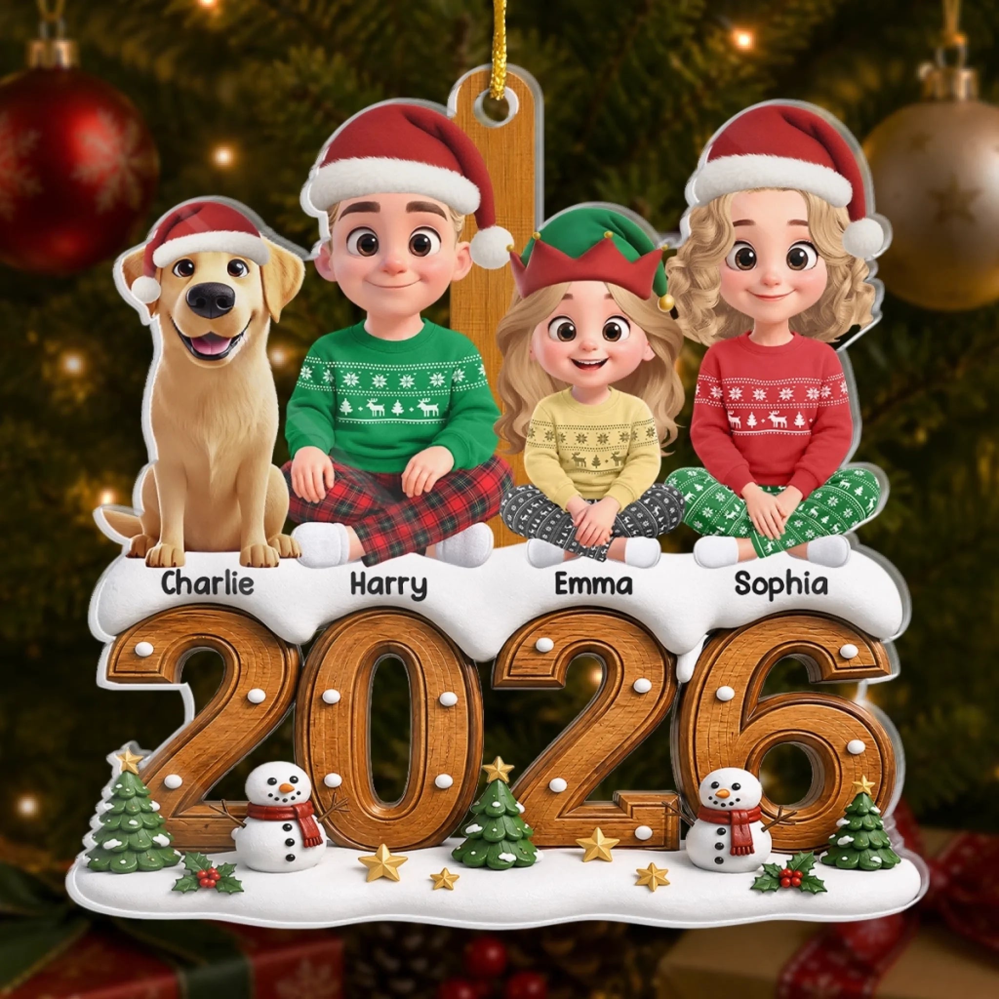 Custom Acrylic Ornament Personalized Christmas Birthday Gift for Mom Dad Siblings and Pet Lovers