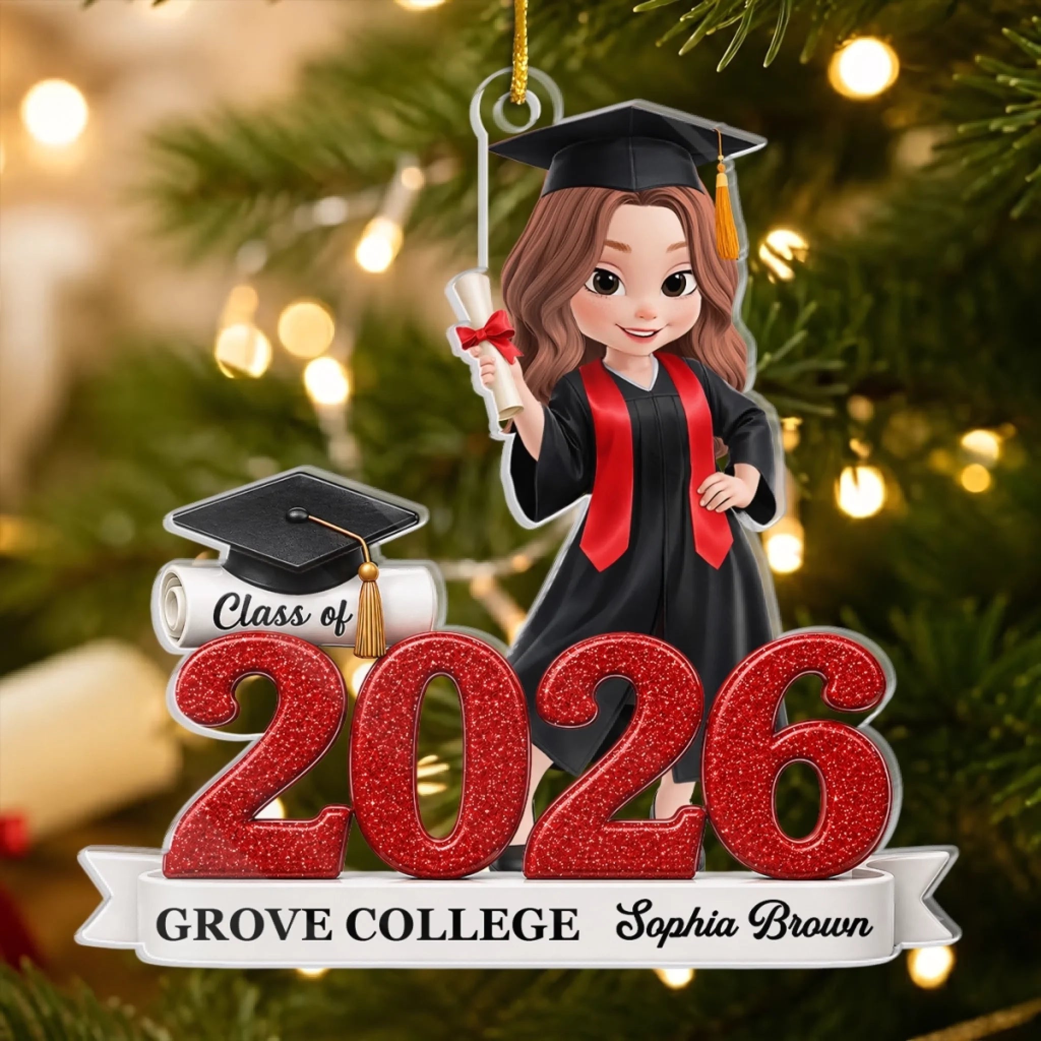Custom Acrylic Ornament Personalized Christmas Graduation Gift for Him or Her Dream Big Achieve Greatness