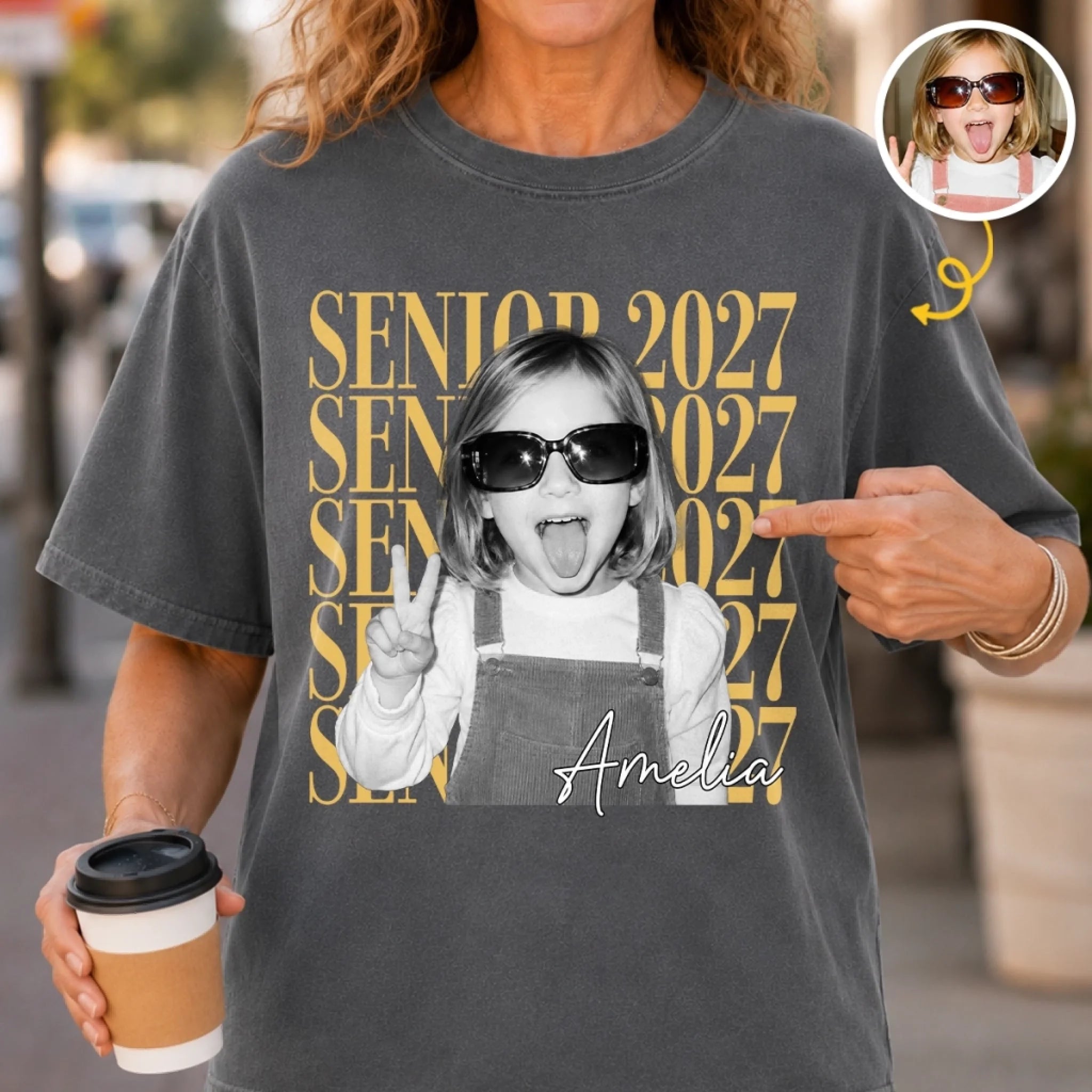 Custom Photo Comfort T-Shirt Personalized Graduation Gift for Him or Her Caps Off to Success
