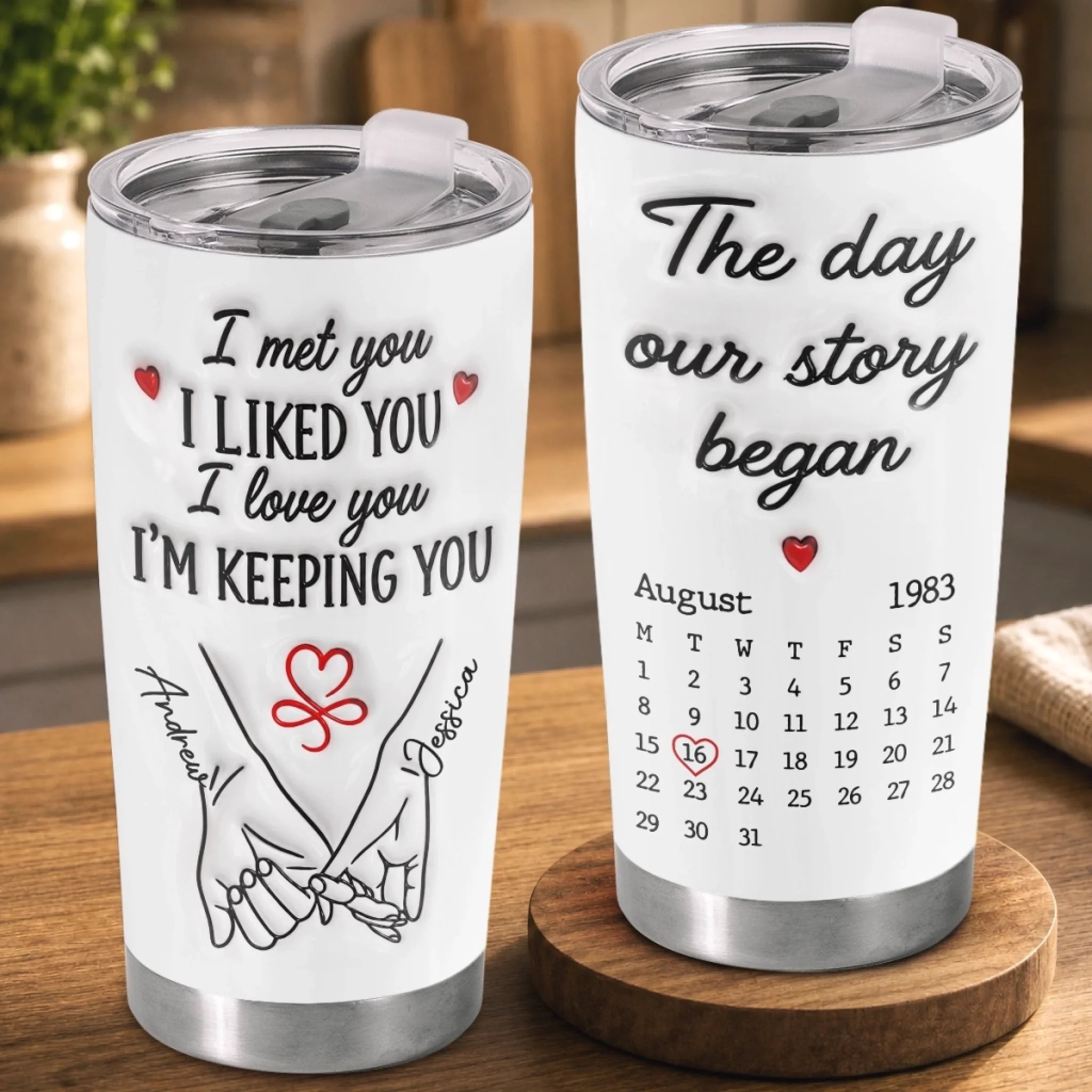 Custom Tumbler Personalized Anniversary Wedding Gift for Husband Wife Him Her To Love And Hold