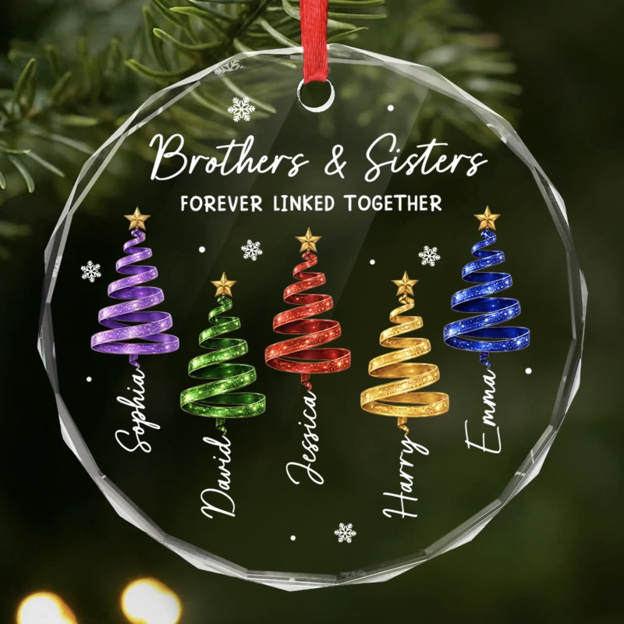 Custom Circle Glass Ornament Personalized Christmas or Birthday Gift for Family Merry Moments Together