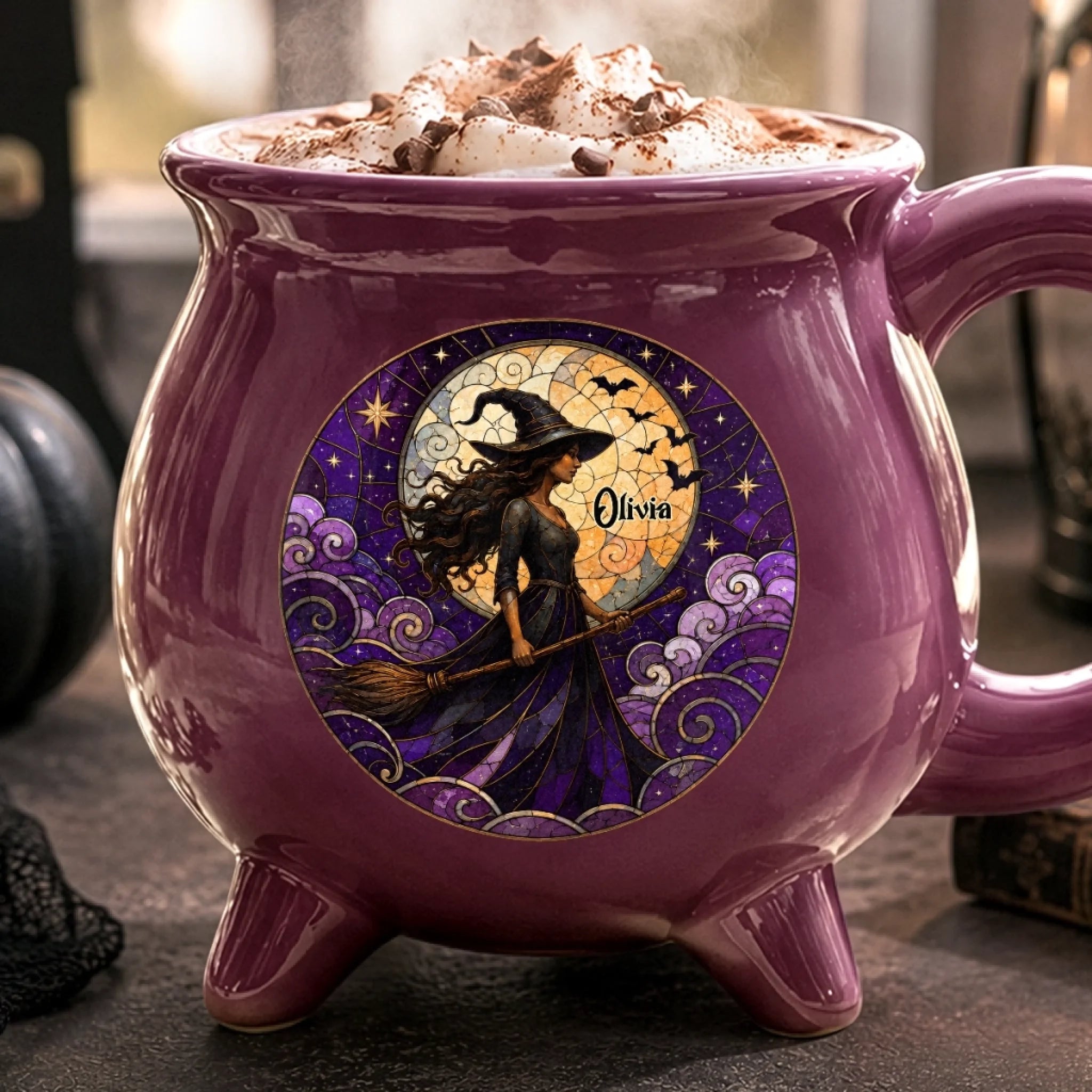 Custom Witchy Cauldron Coffee Mug Personalized Halloween Gift for Witch Wife Mom Daughter or Bestie