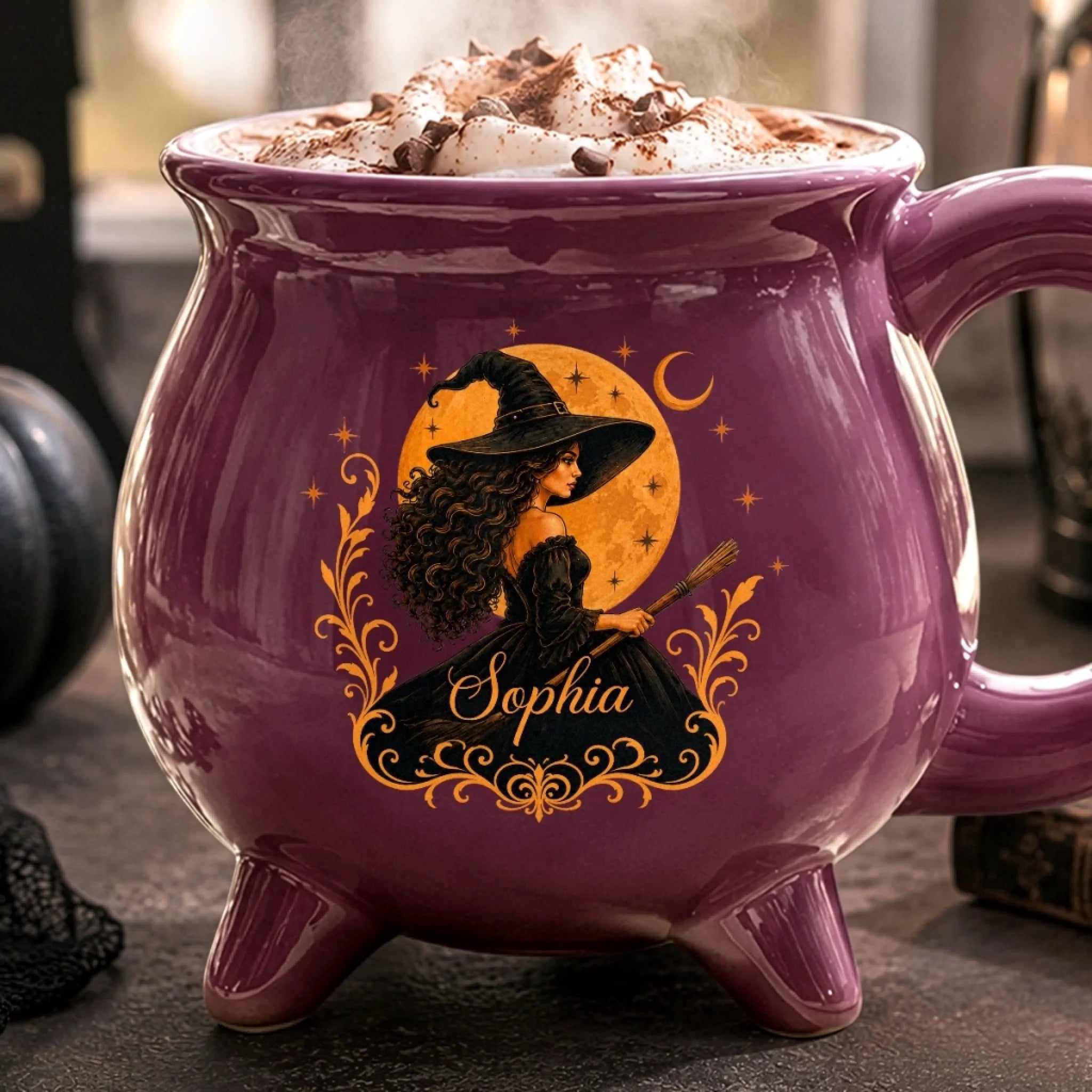 Custom Witchy Cauldron Coffee Mug Personalized Halloween Gift for Witchy Women and Family