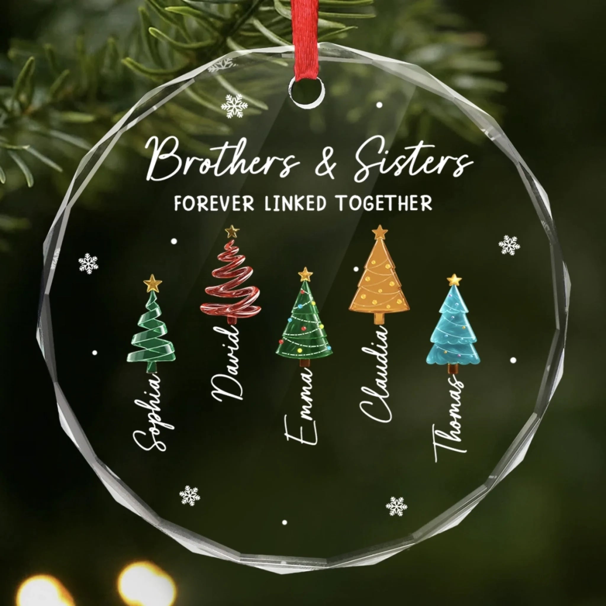 Custom Circle Glass Ornament Personalized Christmas Gift for Mom Dad Brother Sister Better Together
