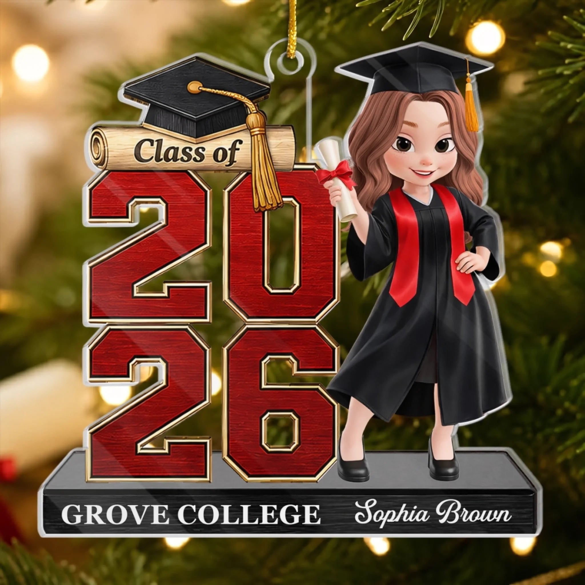 Custom Acrylic Graduation Ornament Personalized Christmas Gift for Him or Her The Future Belongs To You