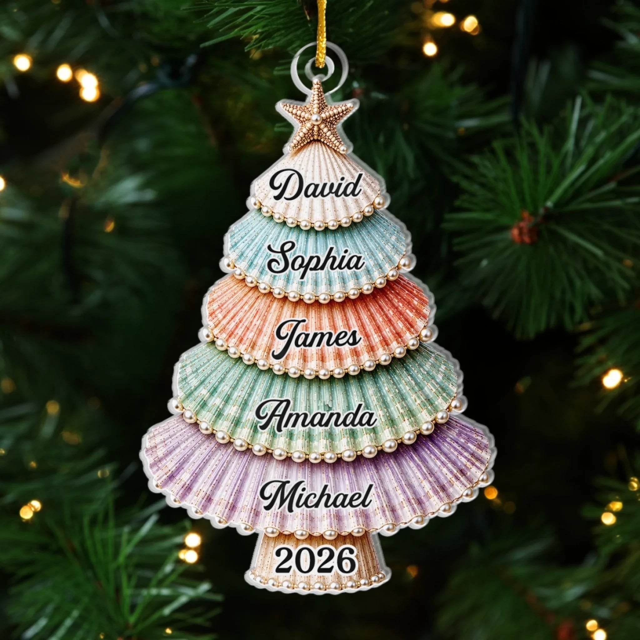 Custom Shell Acrylic Ornament Personalized Christmas or Birthday Gift for Family